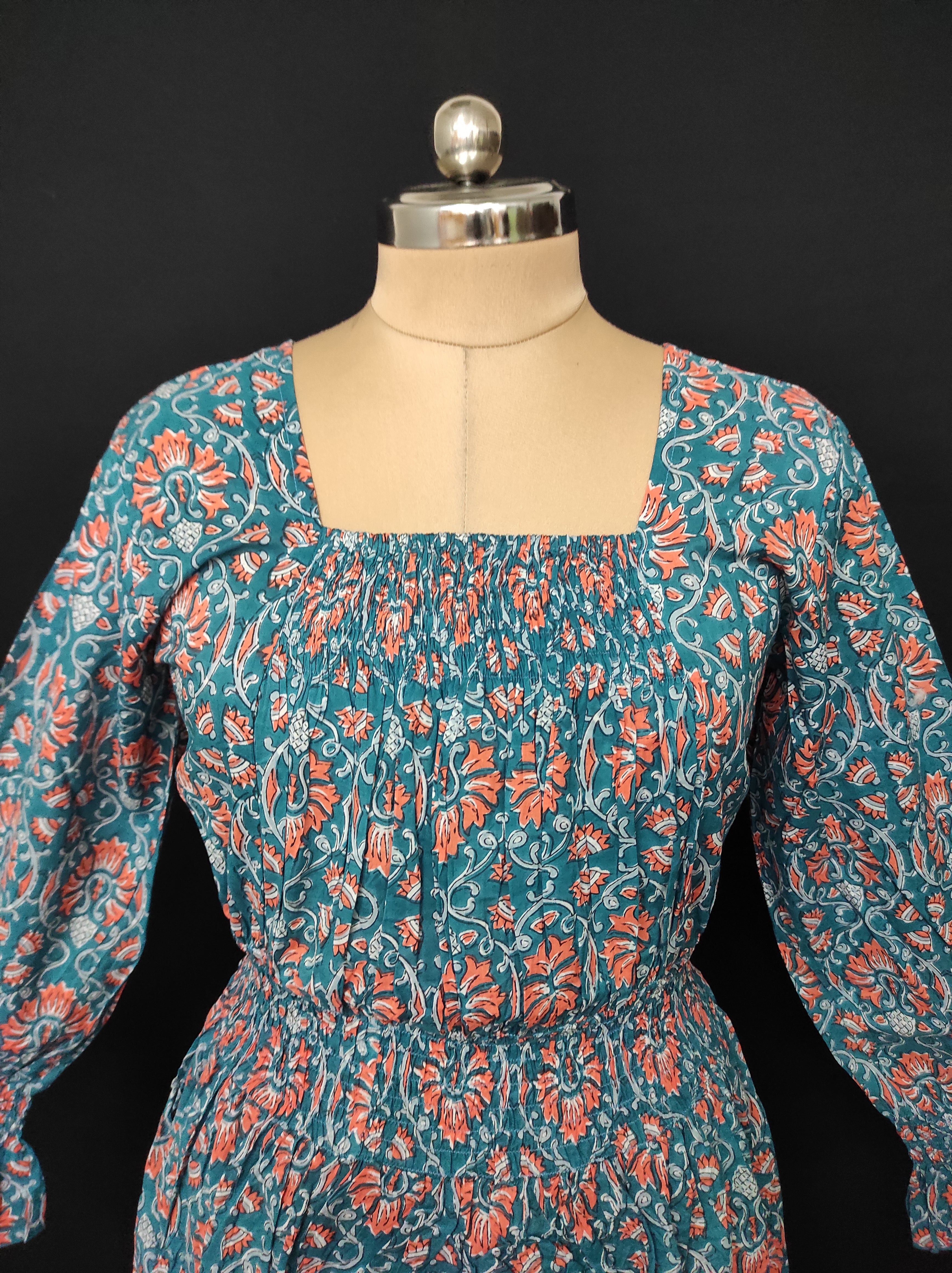 S/M Fazlin Printed Cotton Dress 57" Long Jalabiya 28515-1558 JP