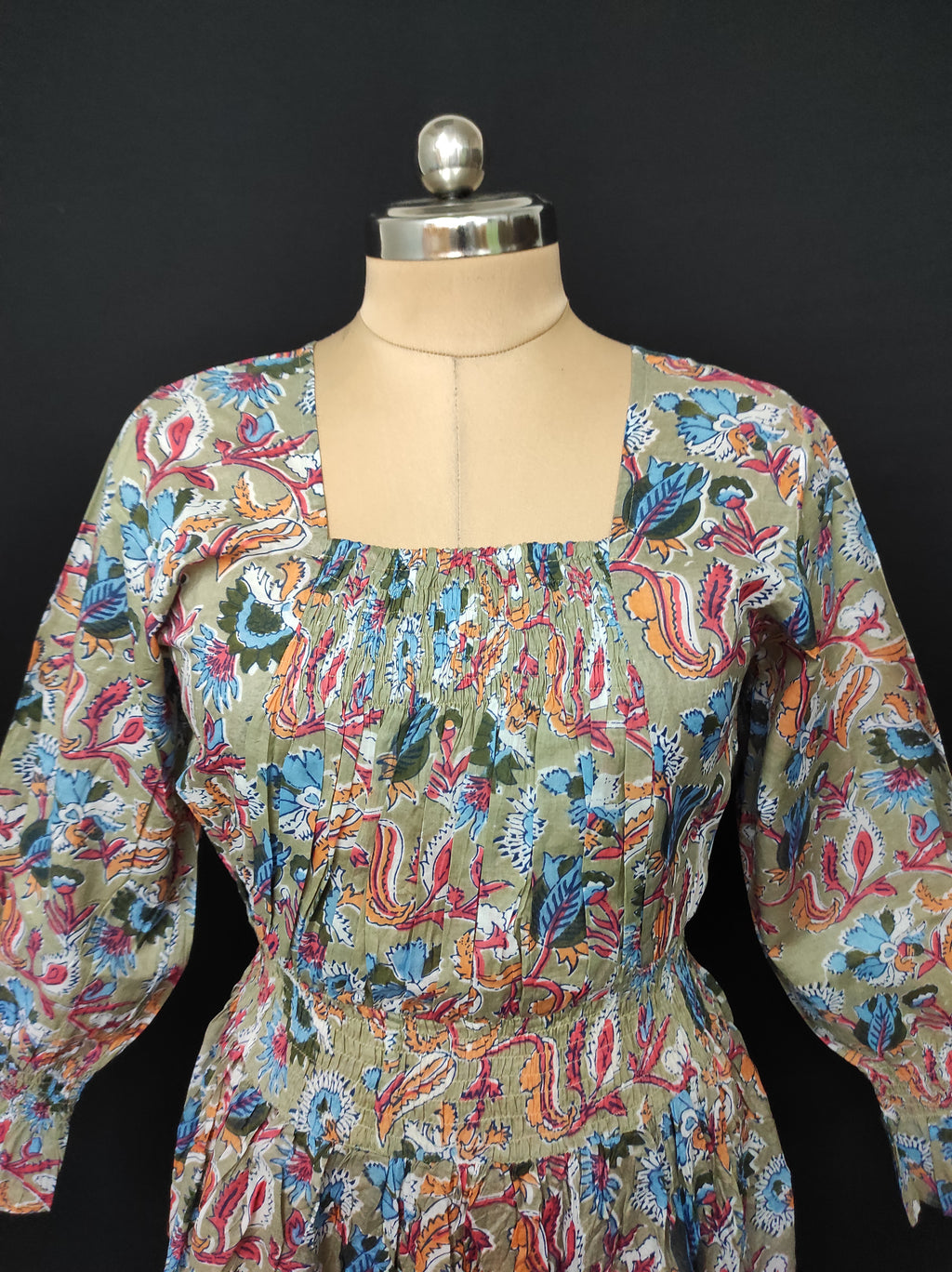 S/M Fazlin Printed Cotton Dress 57" Long Jalabiya 28517-1558 JP
