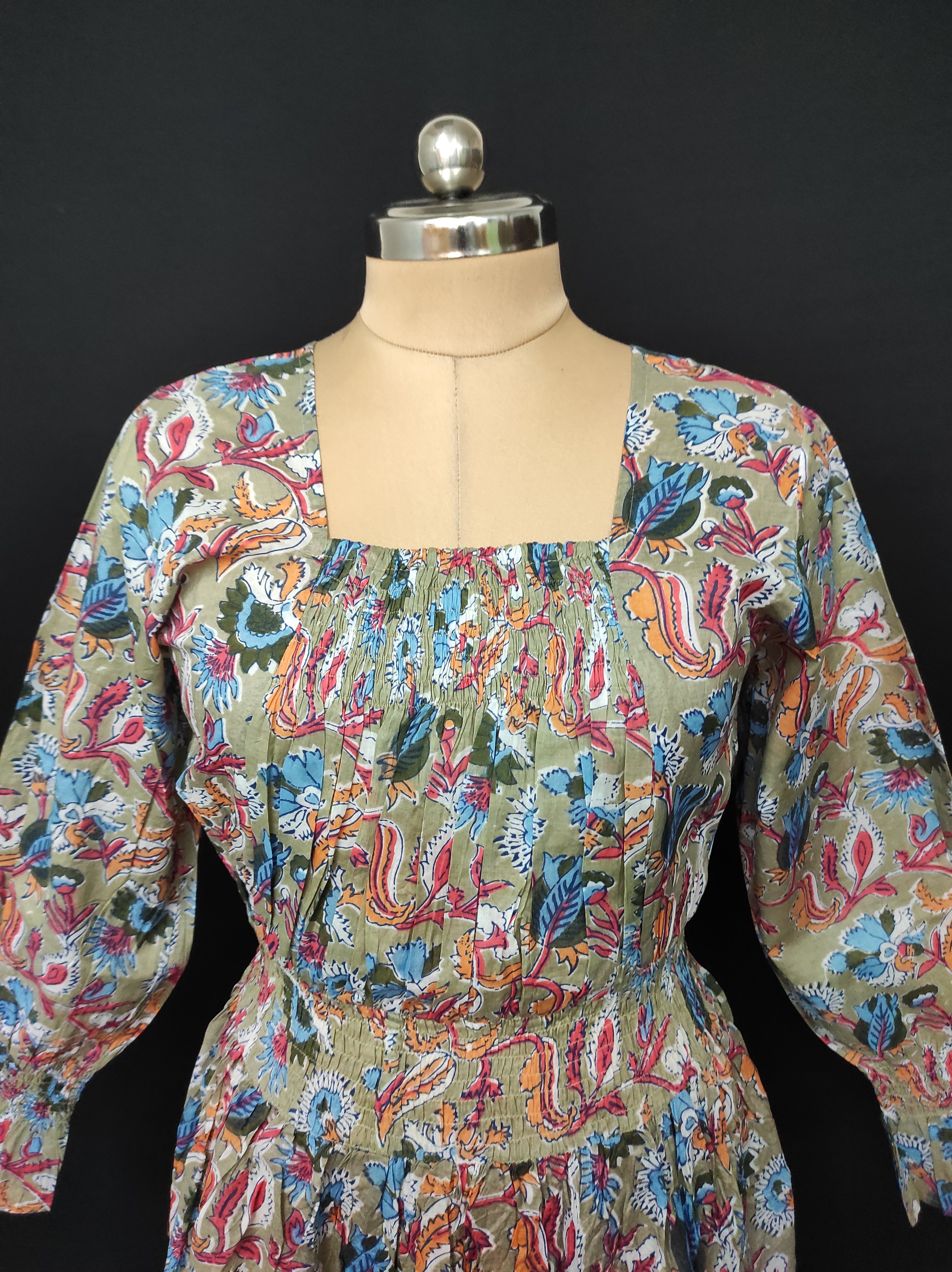S/M Fazlin Printed Cotton Dress 57" Long Jalabiya 28517-1558 JP