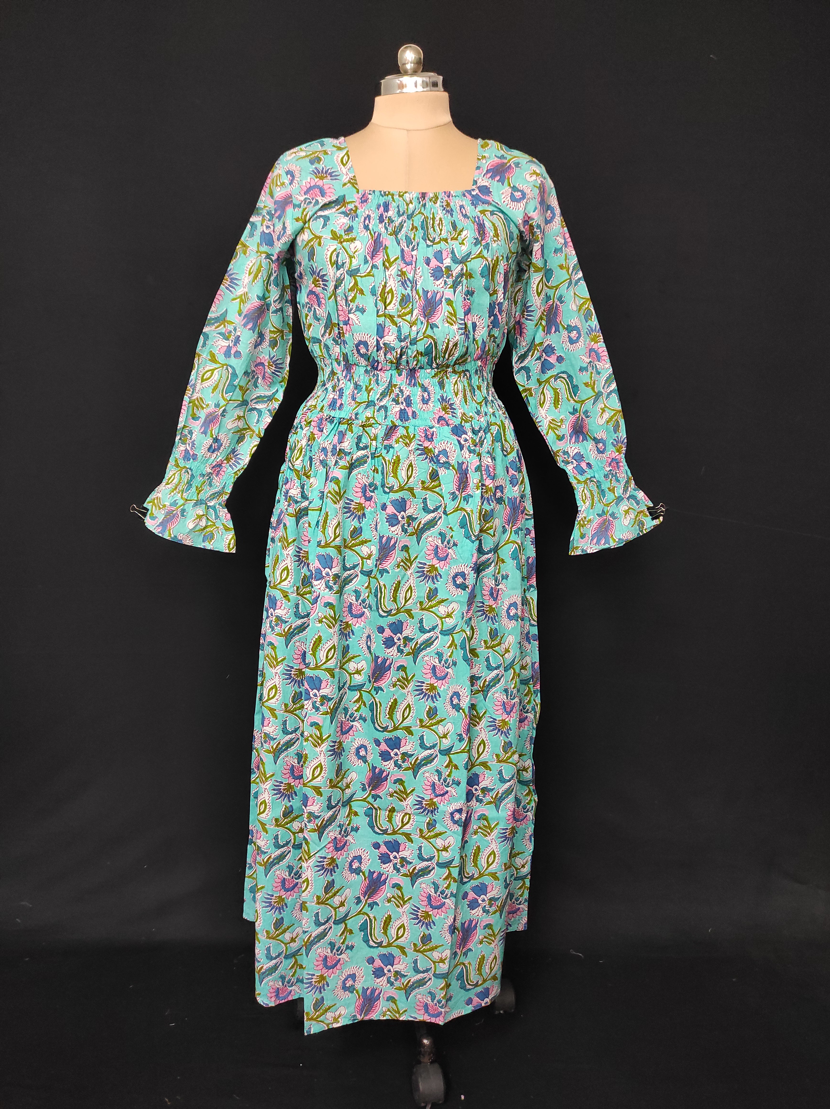 S/M Fazlin Printed Cotton Dress 57" Long Jalabiya 28518-1558 JP
