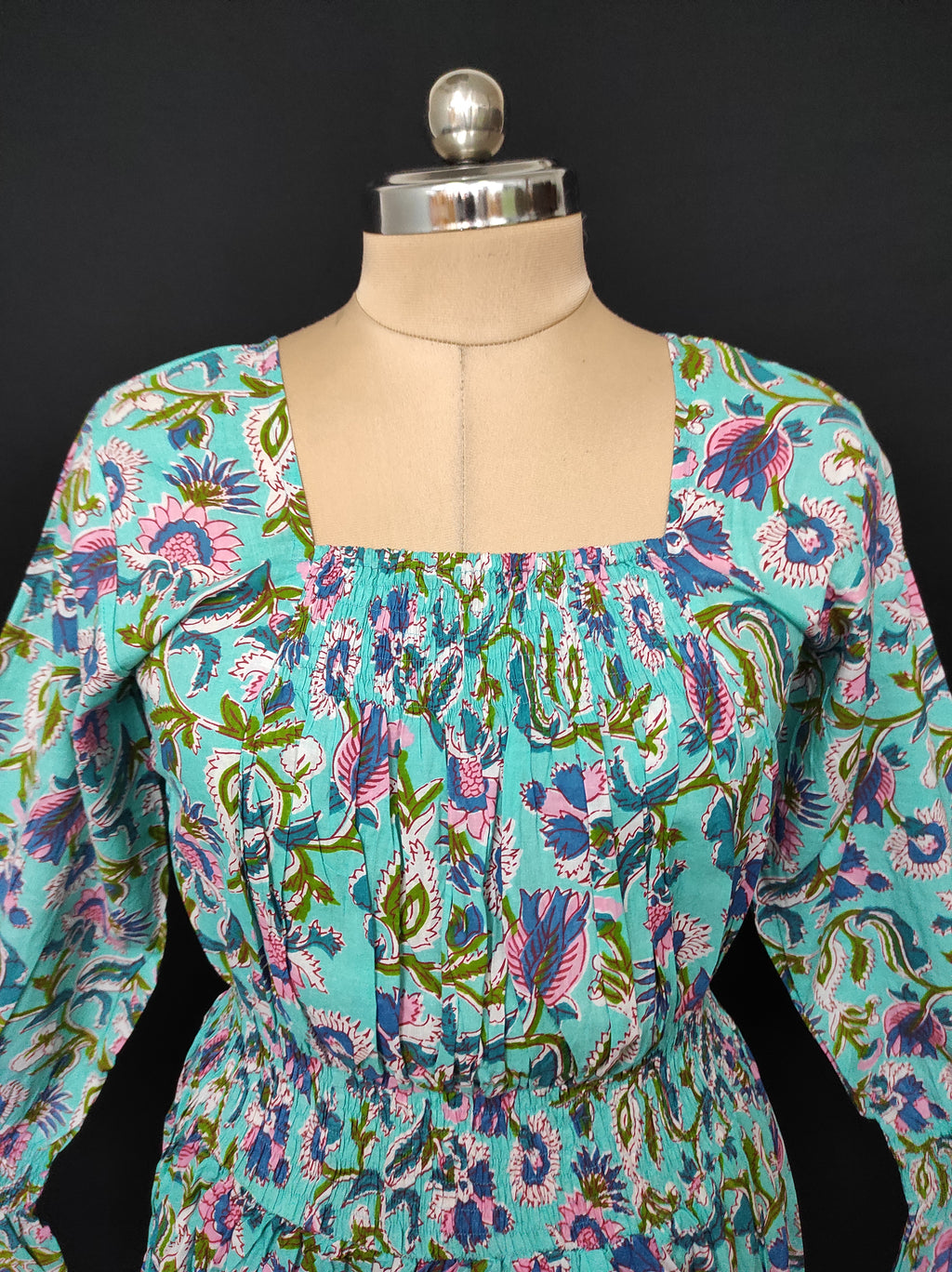 S/M Fazlin Printed Cotton Dress 57" Long Jalabiya 28518-1558 JP