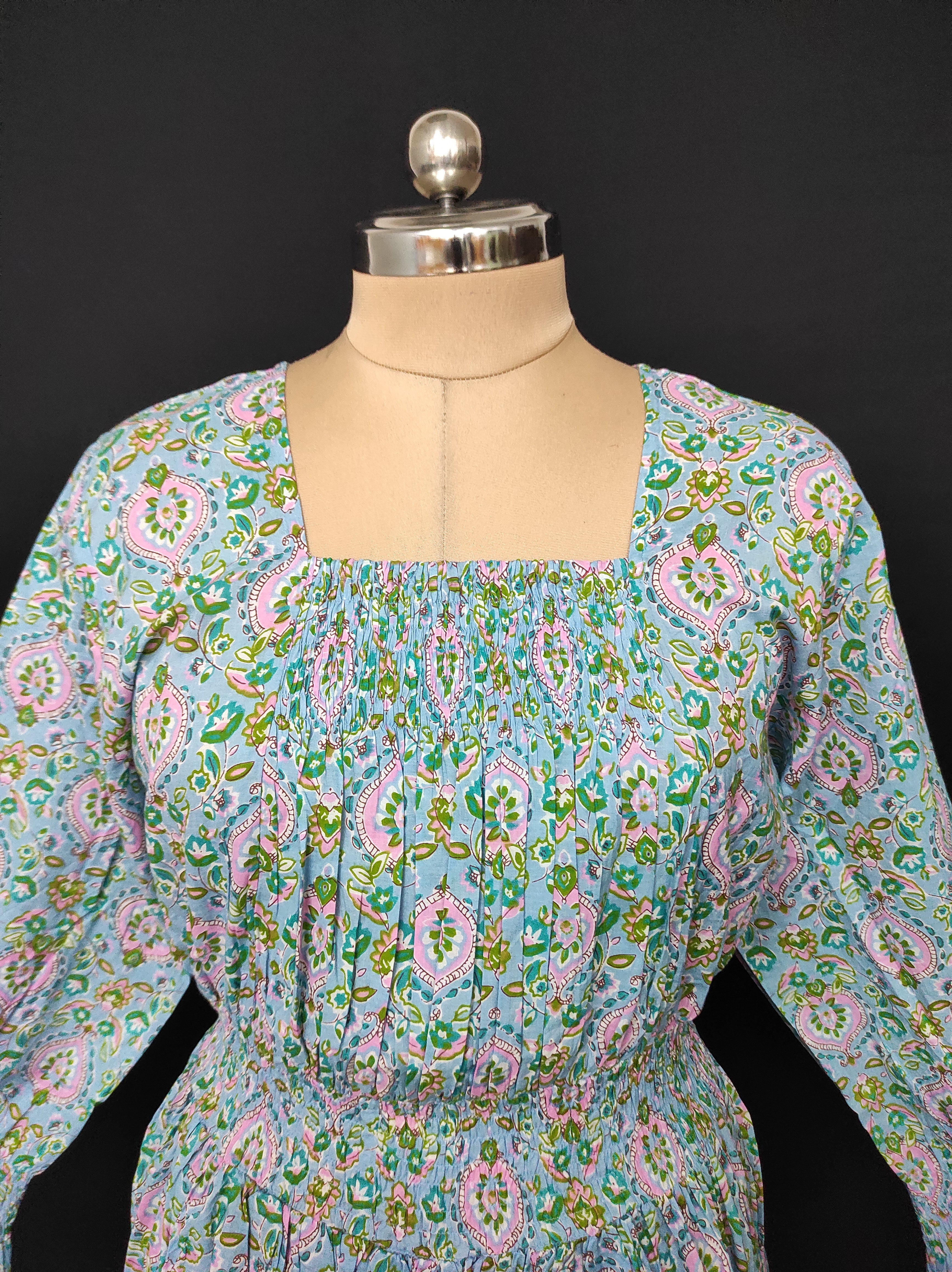 L/XL Fazlin Printed Cotton Dress 57" Long Jalabiya 28519-1559 JP