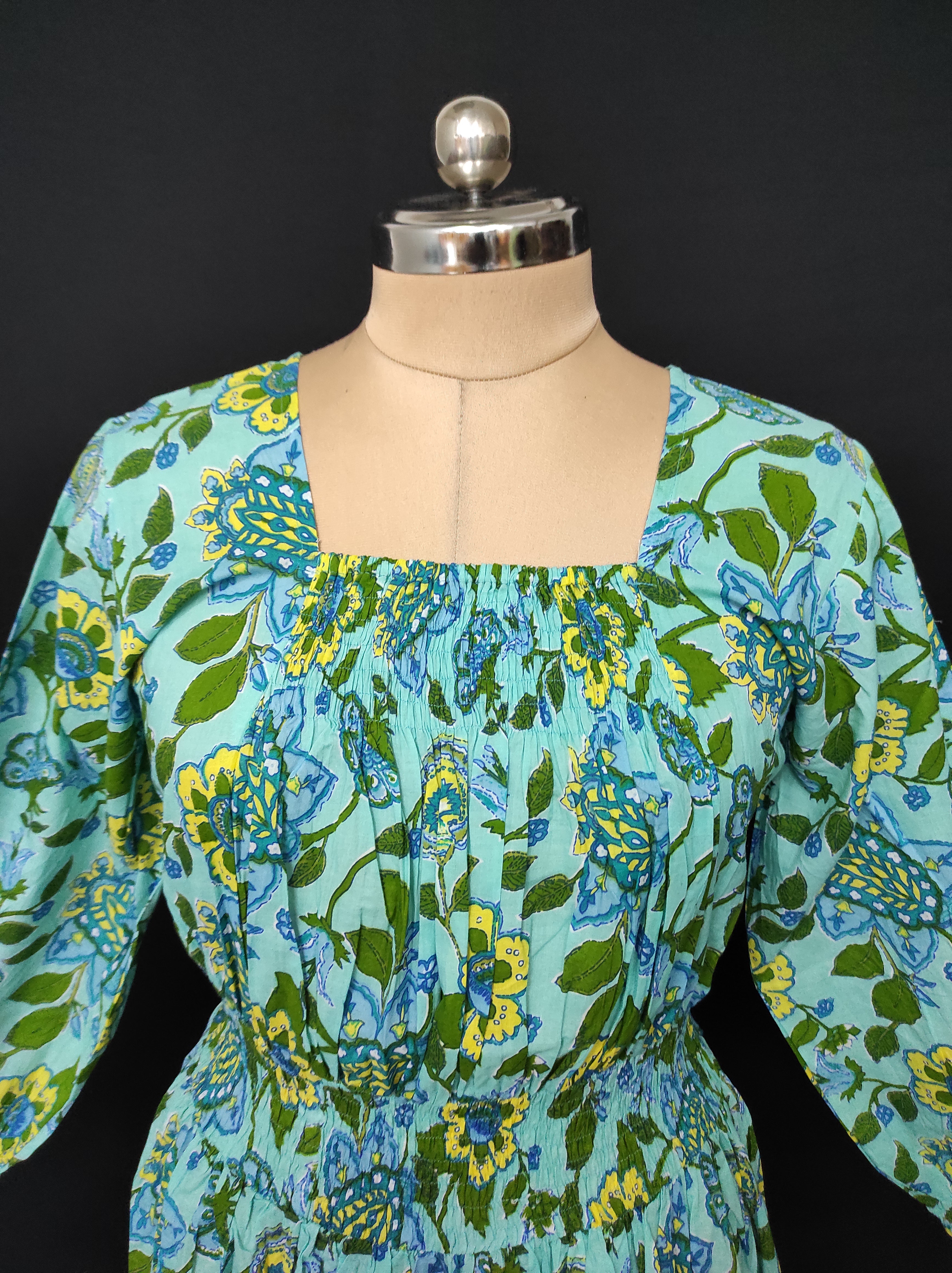 2XL/3XL Fazlin Printed Cotton Dress 57" Long Jalabiya 28521-1559 JP