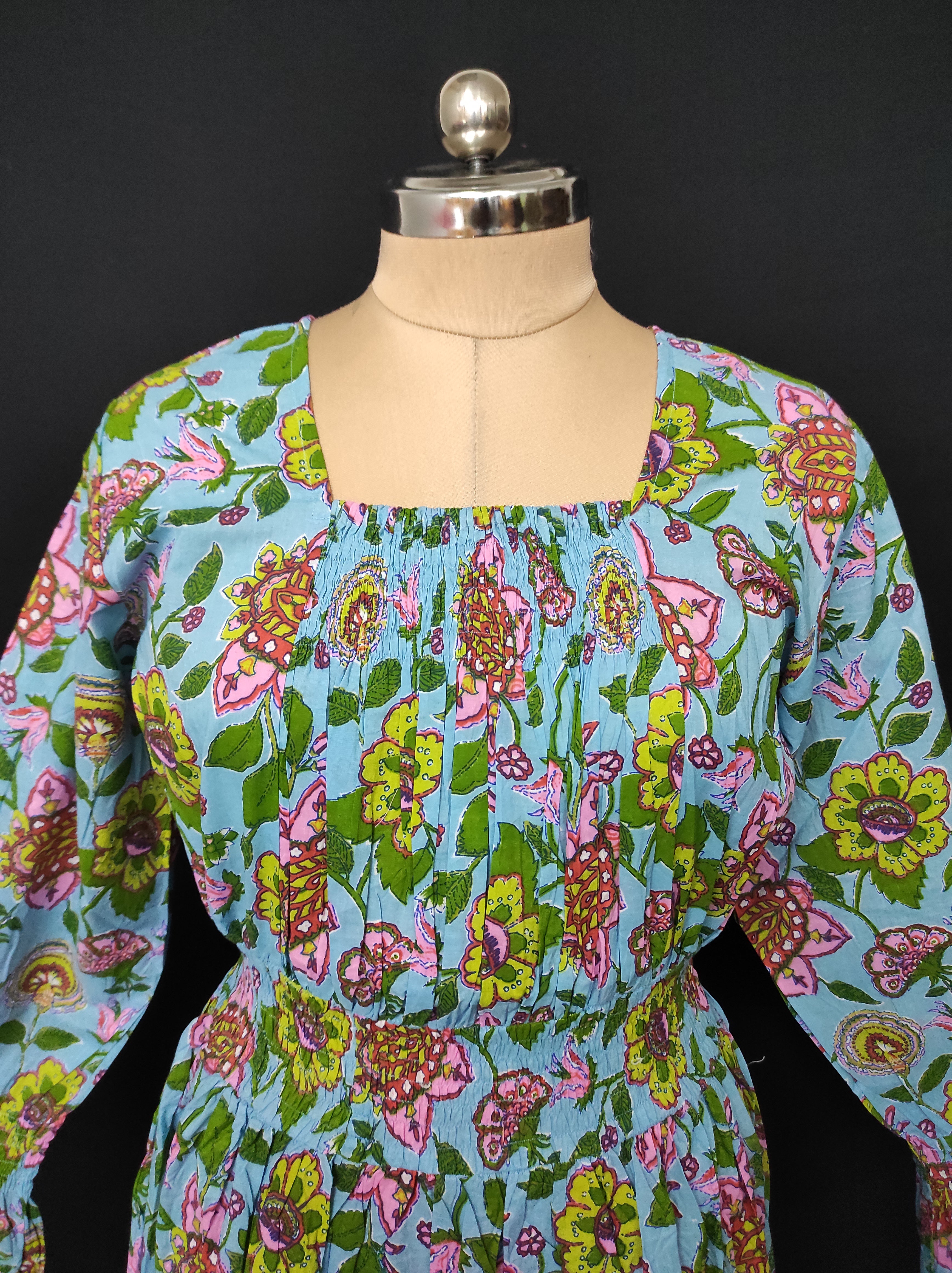L/XL Fazlin Printed Cotton Dress 57" Long Jalabiya 28522-1559 JP