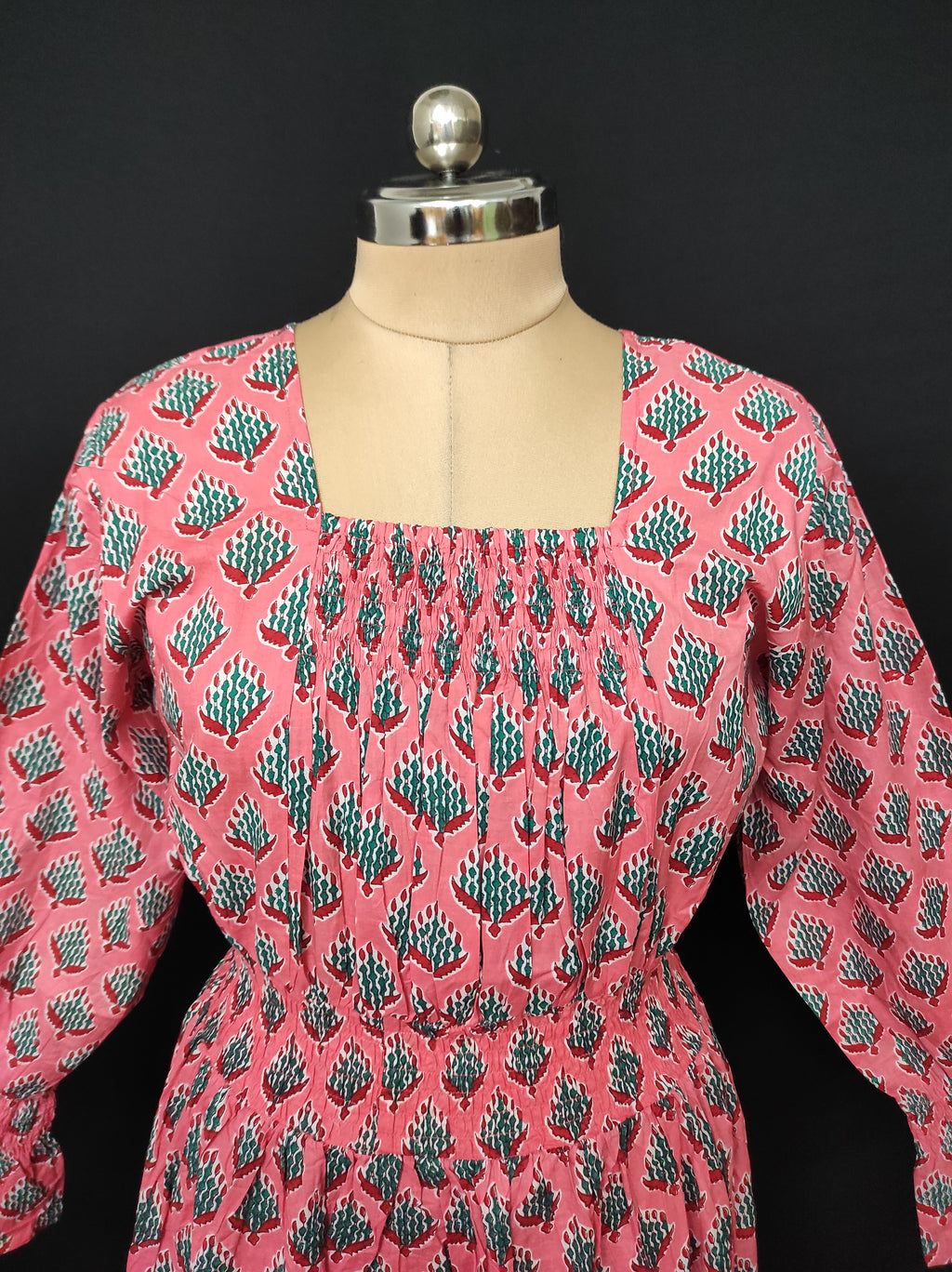 L/XL Fazlin Printed Cotton Dress 57" Long Jalabiya 28523-1559 JP