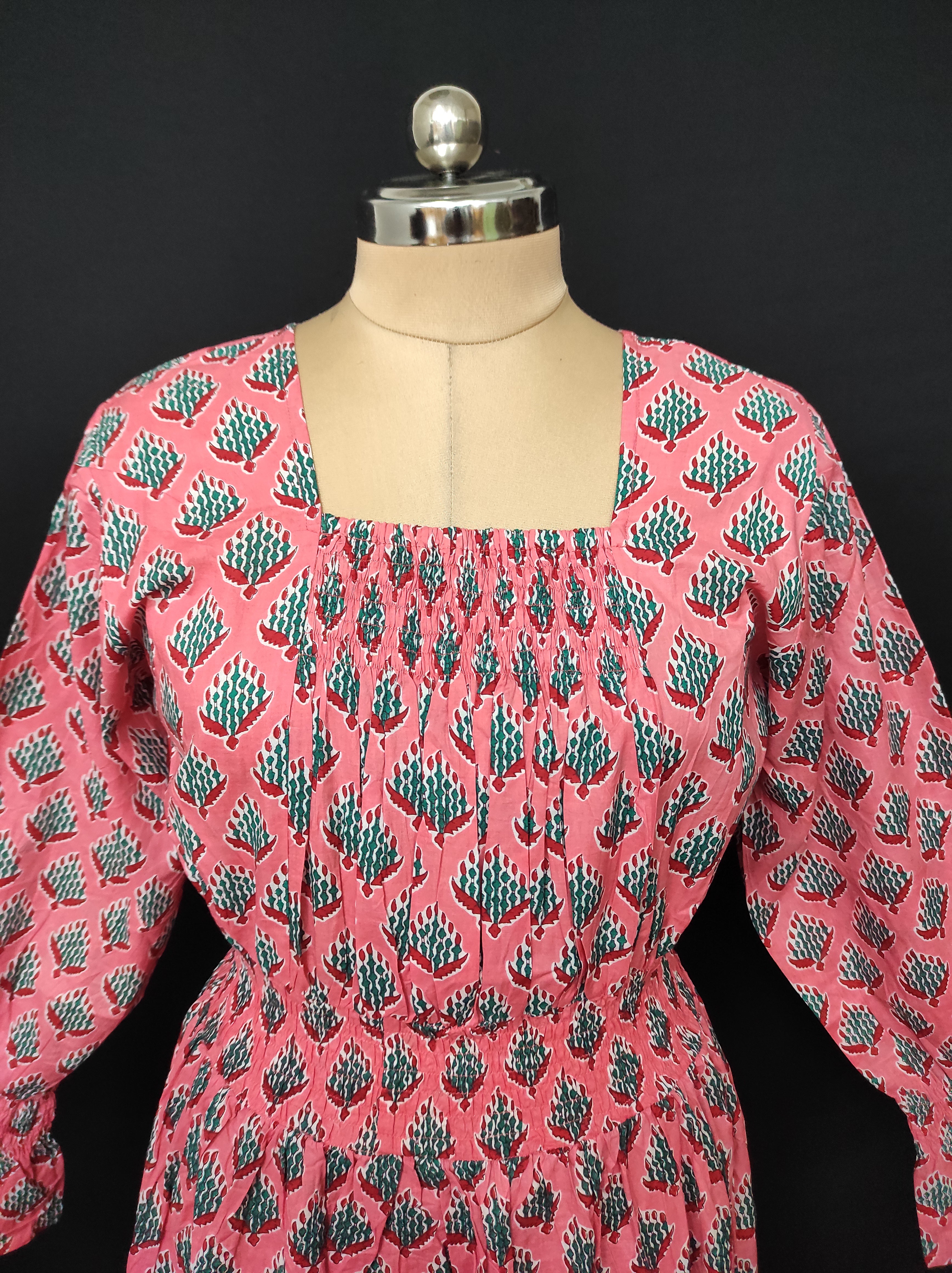 L/XL Fazlin Printed Cotton Dress 57" Long Jalabiya 28523-1559 JP