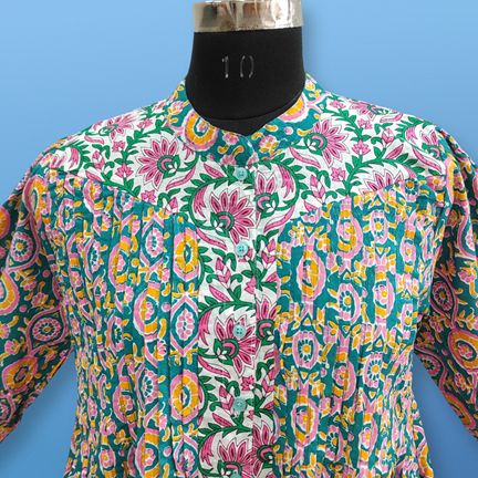 L/XL Aafreen Printed Cotton Dress 57" Long Jalabiya