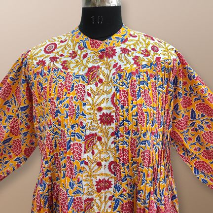 S/M Aafreen Printed Cotton Dress 57" Long Jalabiya