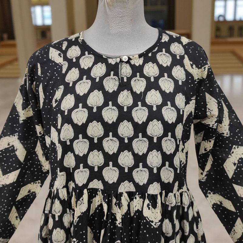 XS/S Heba Printed Cotton Dress 54" Long Jalabiya