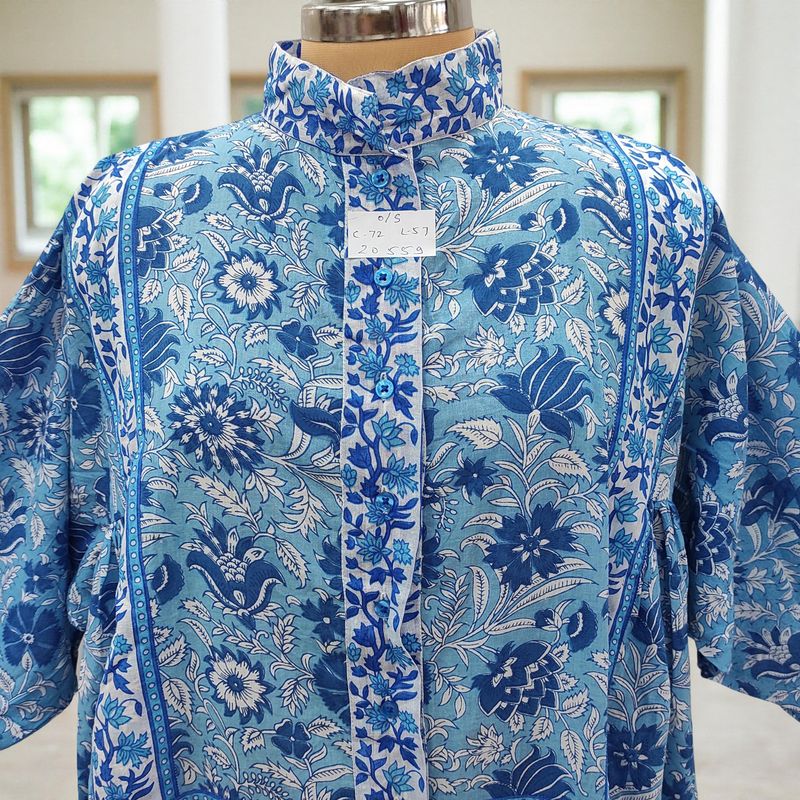 Free Size Faryat Printed Cotton Dress 57" Long Jalabiya