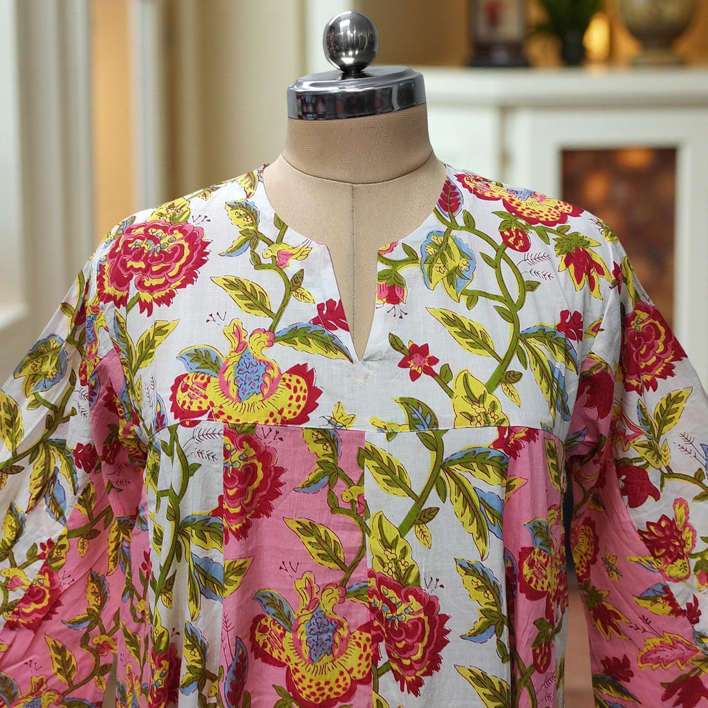 S-M Zahia Printed Cotton Dress 57" Long Jalabiya