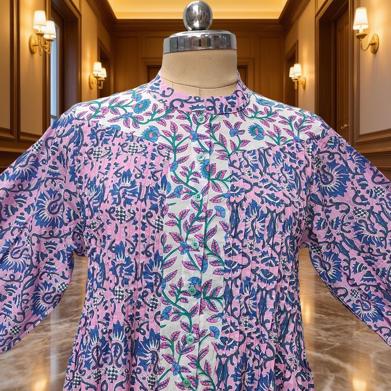 S/M Aafreen Printed Cotton Dress 57" Long Jalabiya