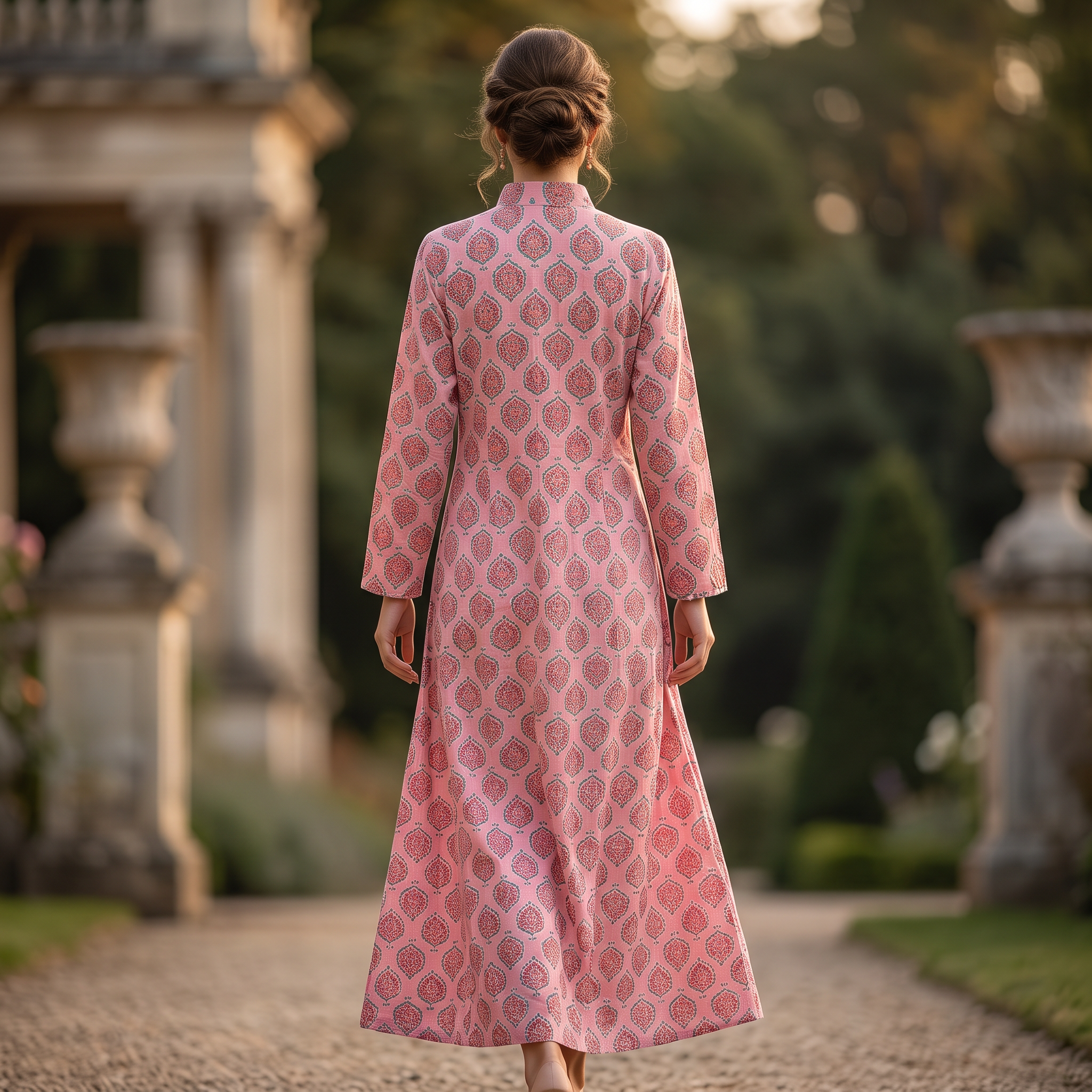 S-M Honey Printed Cotton Dress 57" Long Jalabiya With Sheila TN 411