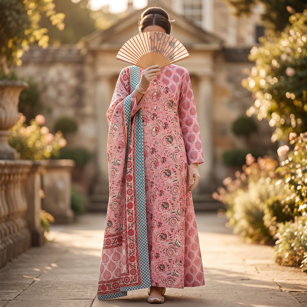 S-M Honey Printed Cotton Dress 57" Long Jalabiya With Sheila TN 411