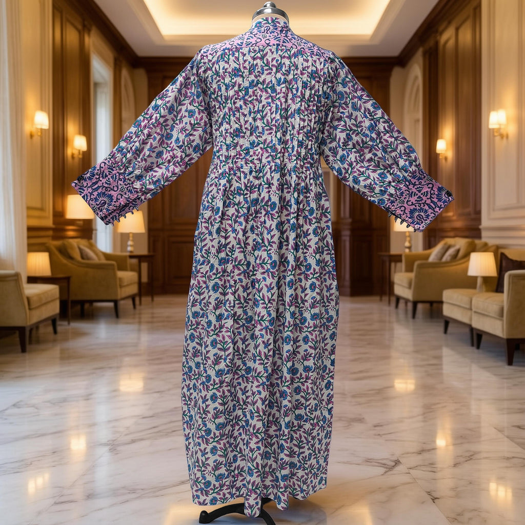 S/M Aafreen Printed Cotton Dress 57" Long Jalabiya