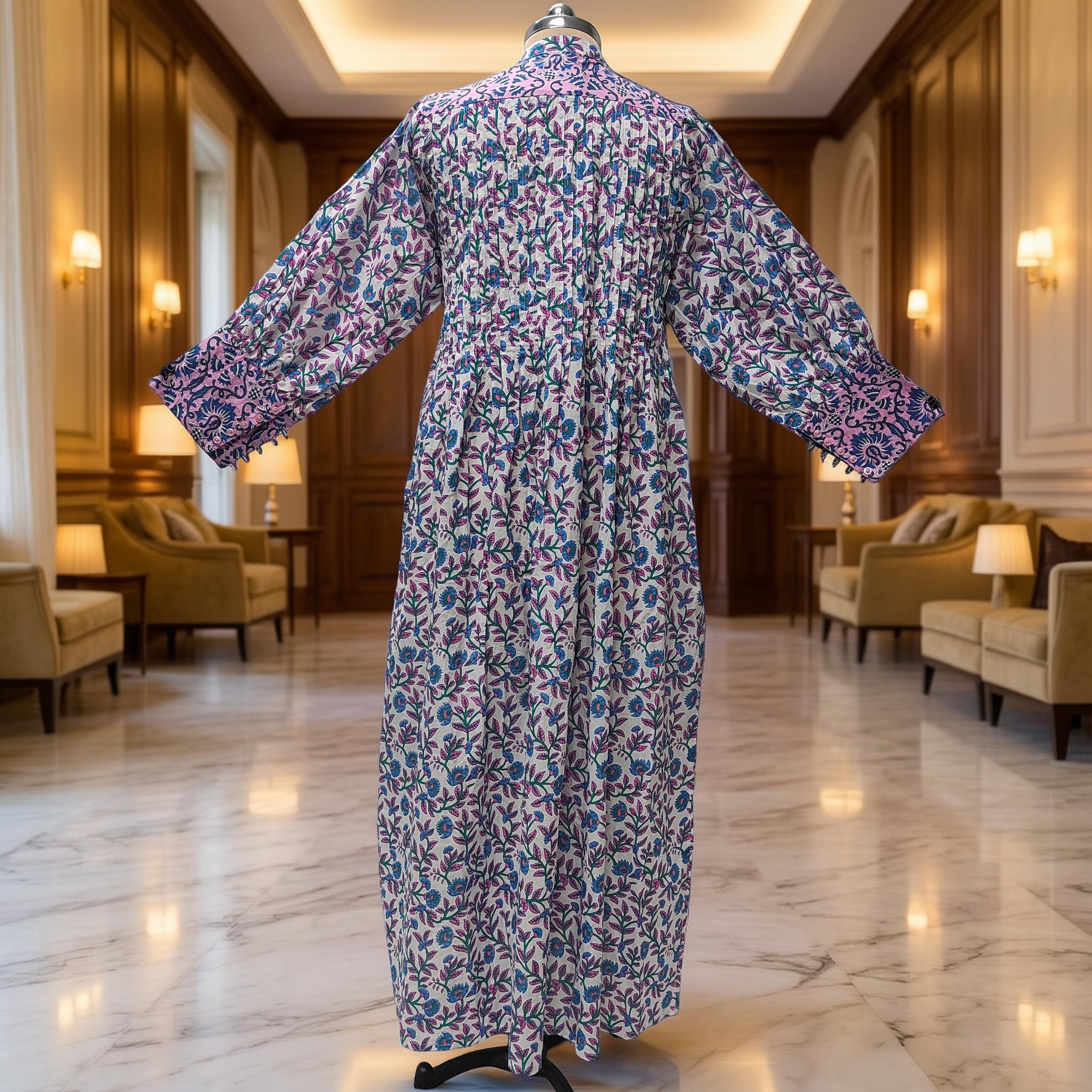 S/M Aafreen Printed Cotton Dress 57" Long Jalabiya