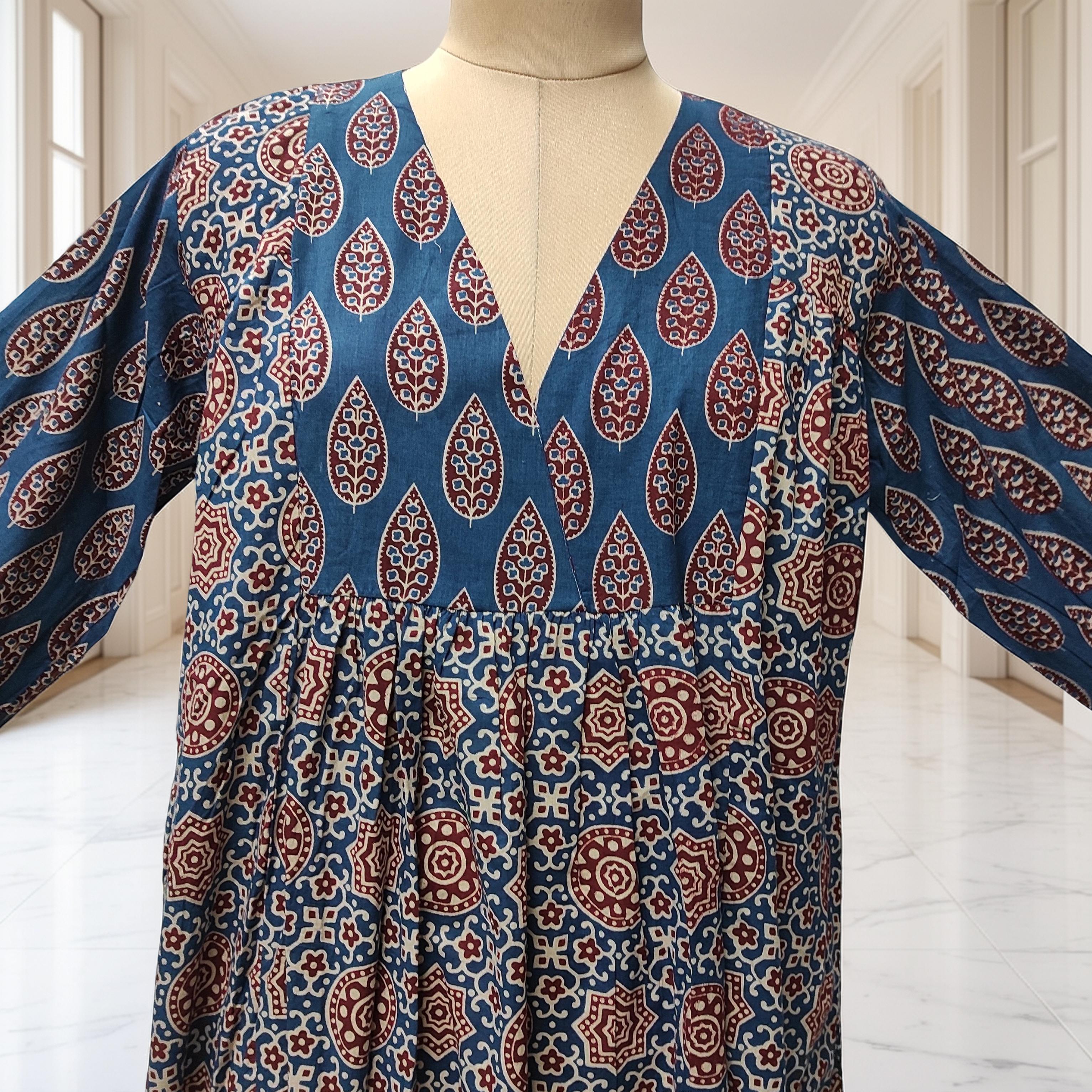 L-XL Yamana With Sheila Printed Cotton Dress 57" Long Jalabiya