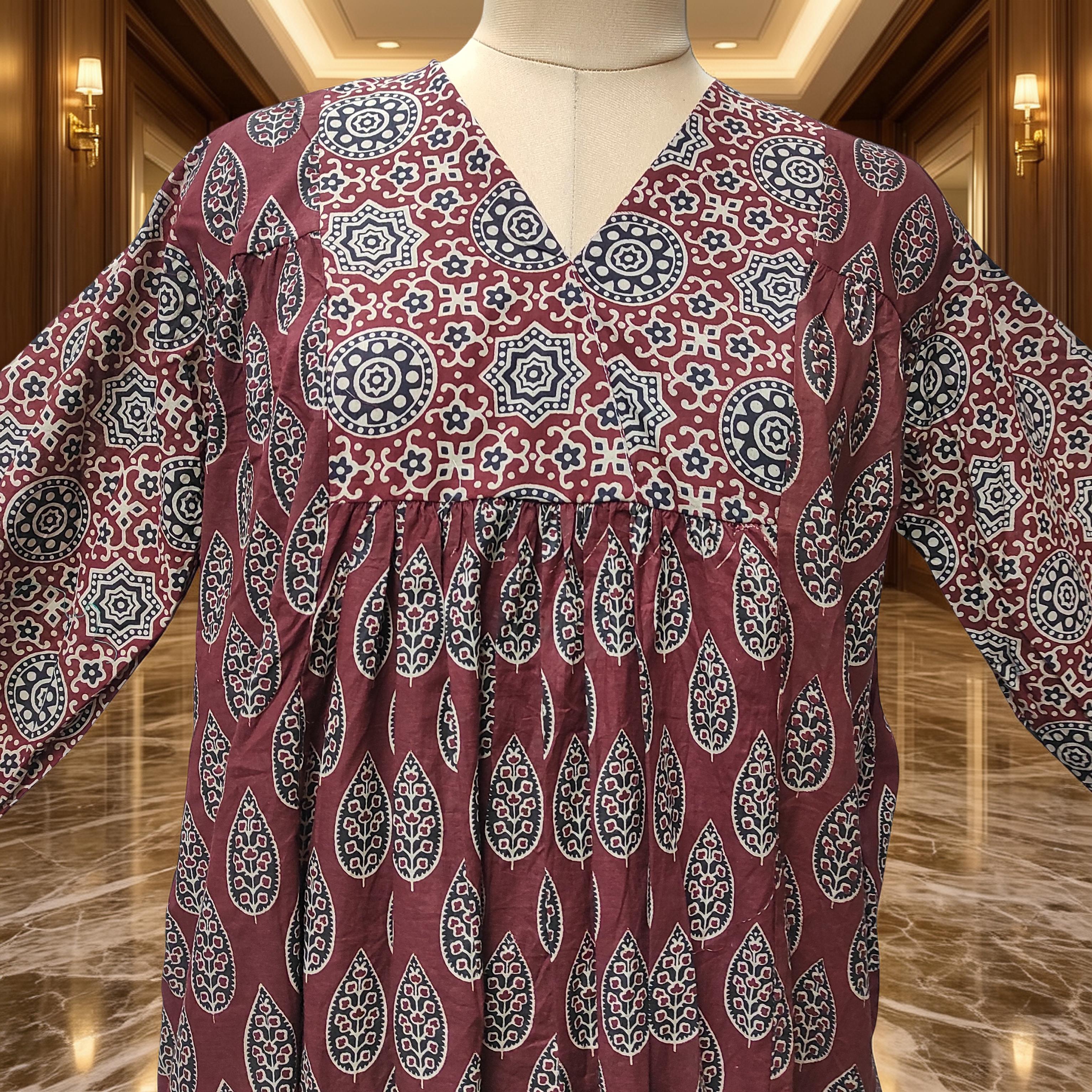 L-XL Yamana With Sheila Printed Cotton Dress 57" Long Jalabiya
