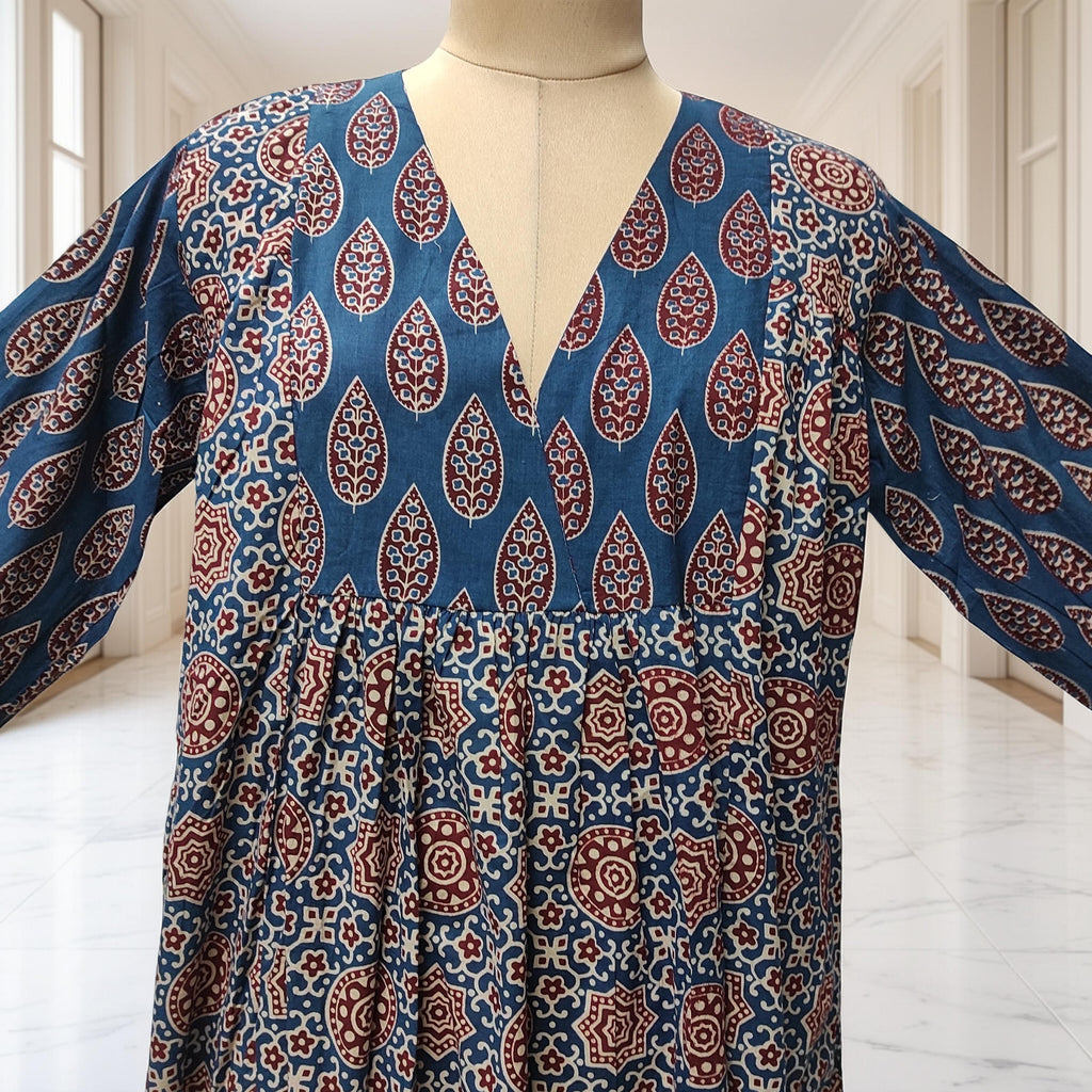 2XL-3XL Yamana With Sheila Printed Cotton Dress 57" Long Jalabiya