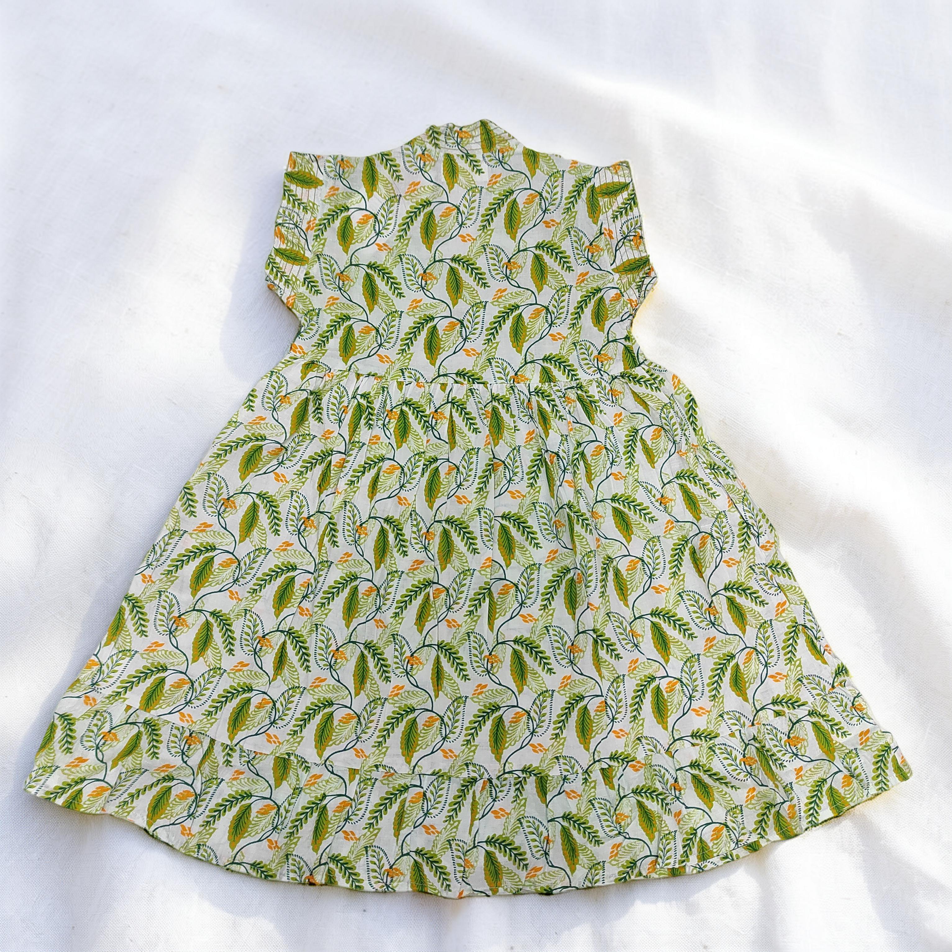 2-3 Year Amani Printed Cotton Girls Dress 30'' Short Sleeves Jalabiya