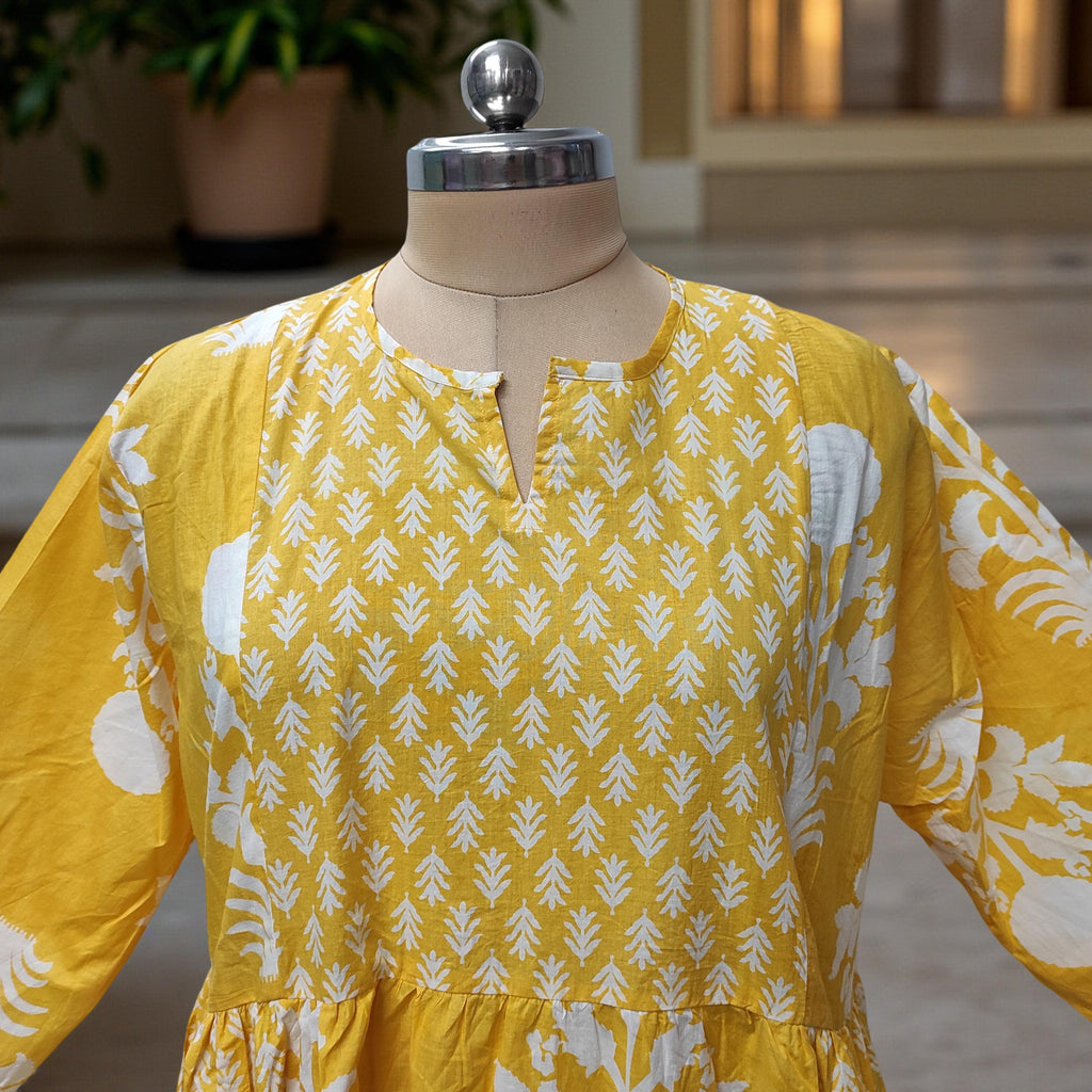 2XL-3XL Heba Printed Cotton Dress 57" Long Jalabiya With Sheila