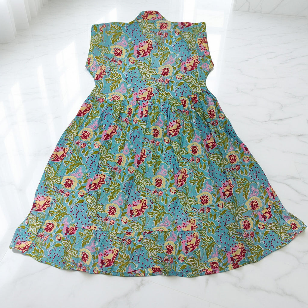 1-2 Year Amani Printed Cotton Girls Dress 26'' Short Sleeves Jalabiya