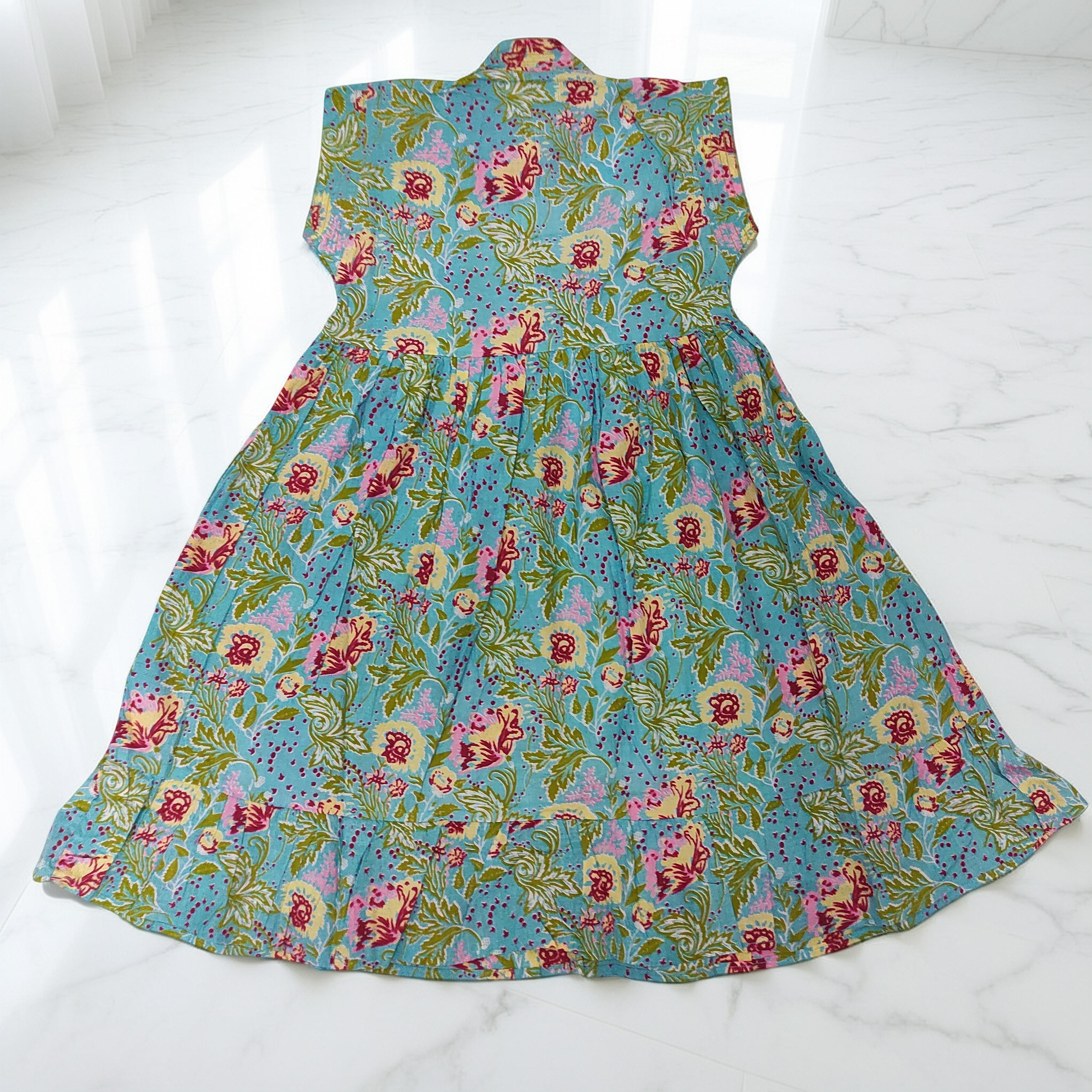 1-2 Year Amani Printed Cotton Girls Dress 26'' Short Sleeves Jalabiya