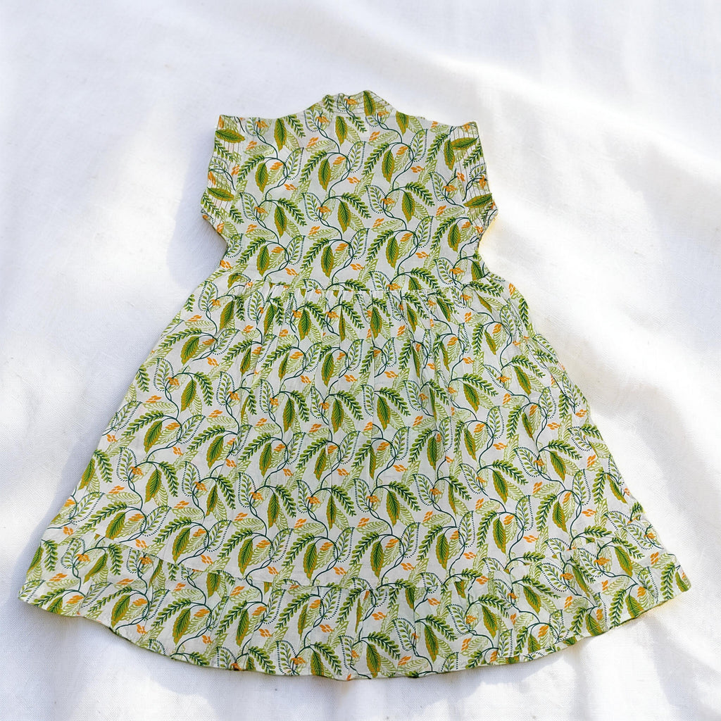 4-5 Year Amani Printed Cotton Girls Dress 34" Short Sleeves Jalabiya