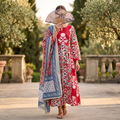 XS-S Heba Printed Cotton Dress 54" Long Jalabiya With Sheila TN 339