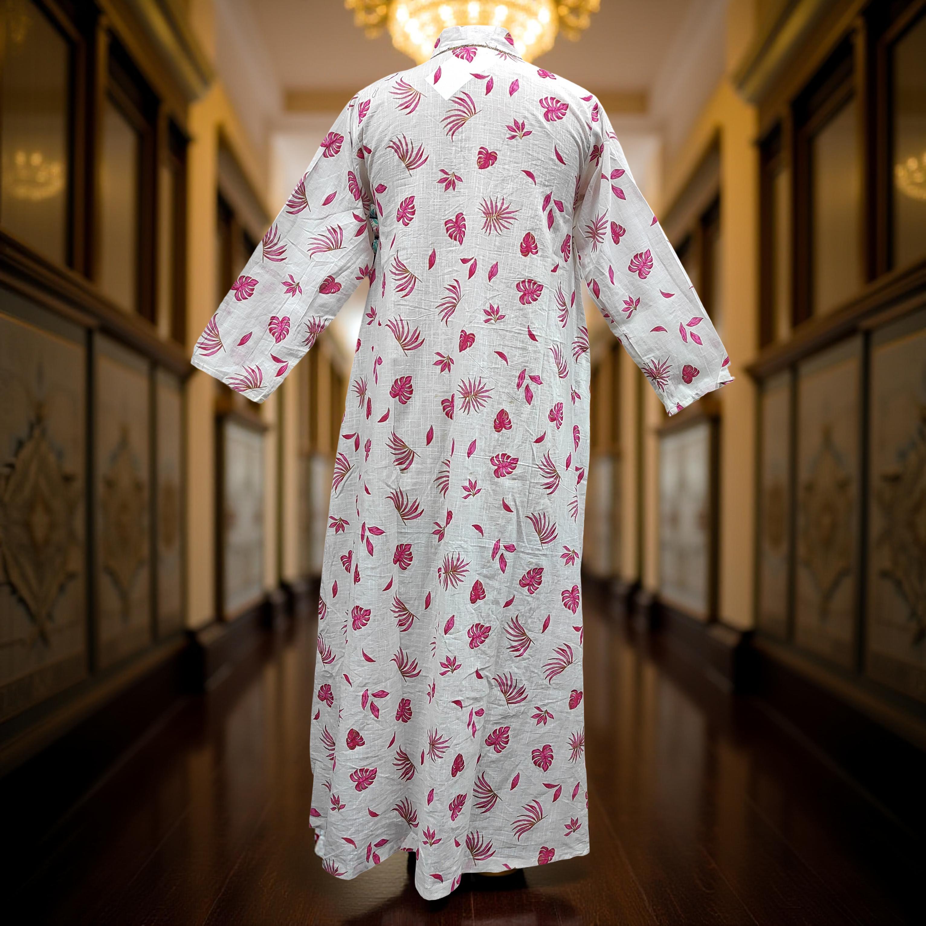 S/M Teena Printed Cotton Dress 57" Long Jalabiya