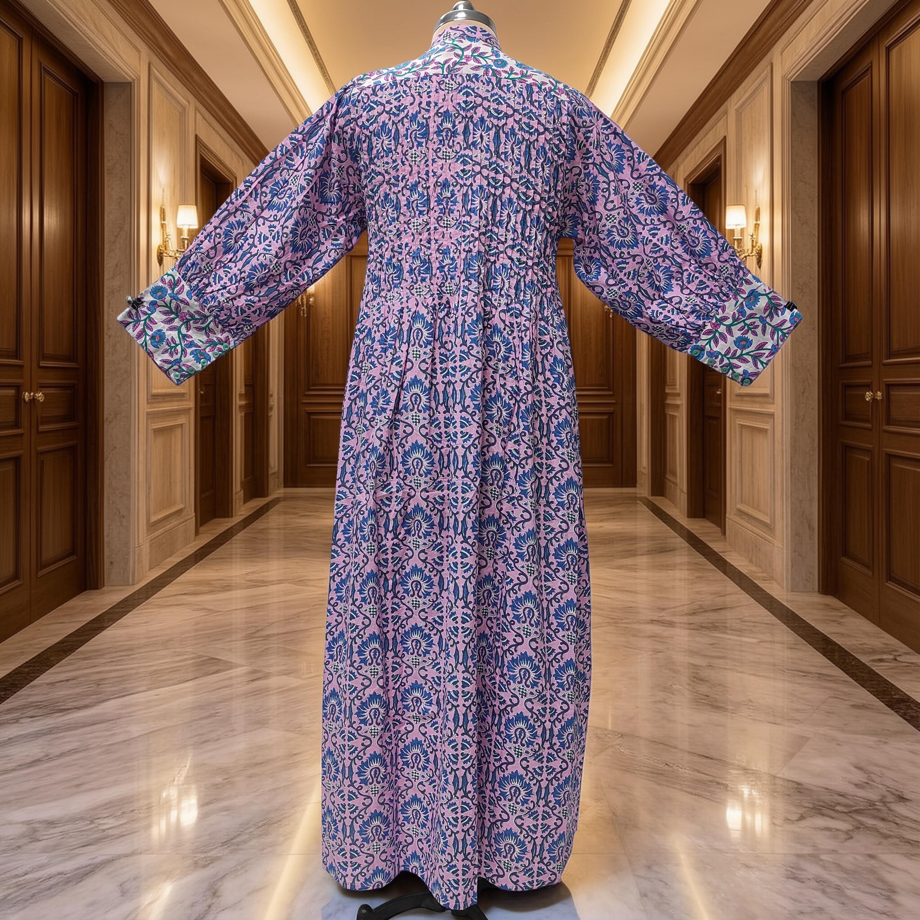 S/M Aafreen Printed Cotton Dress 57" Long Jalabiya