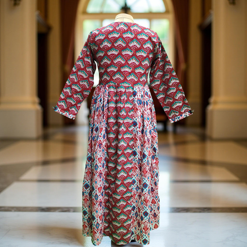 S/M Heba Printed Cotton Dress 57" Long Jalabiya