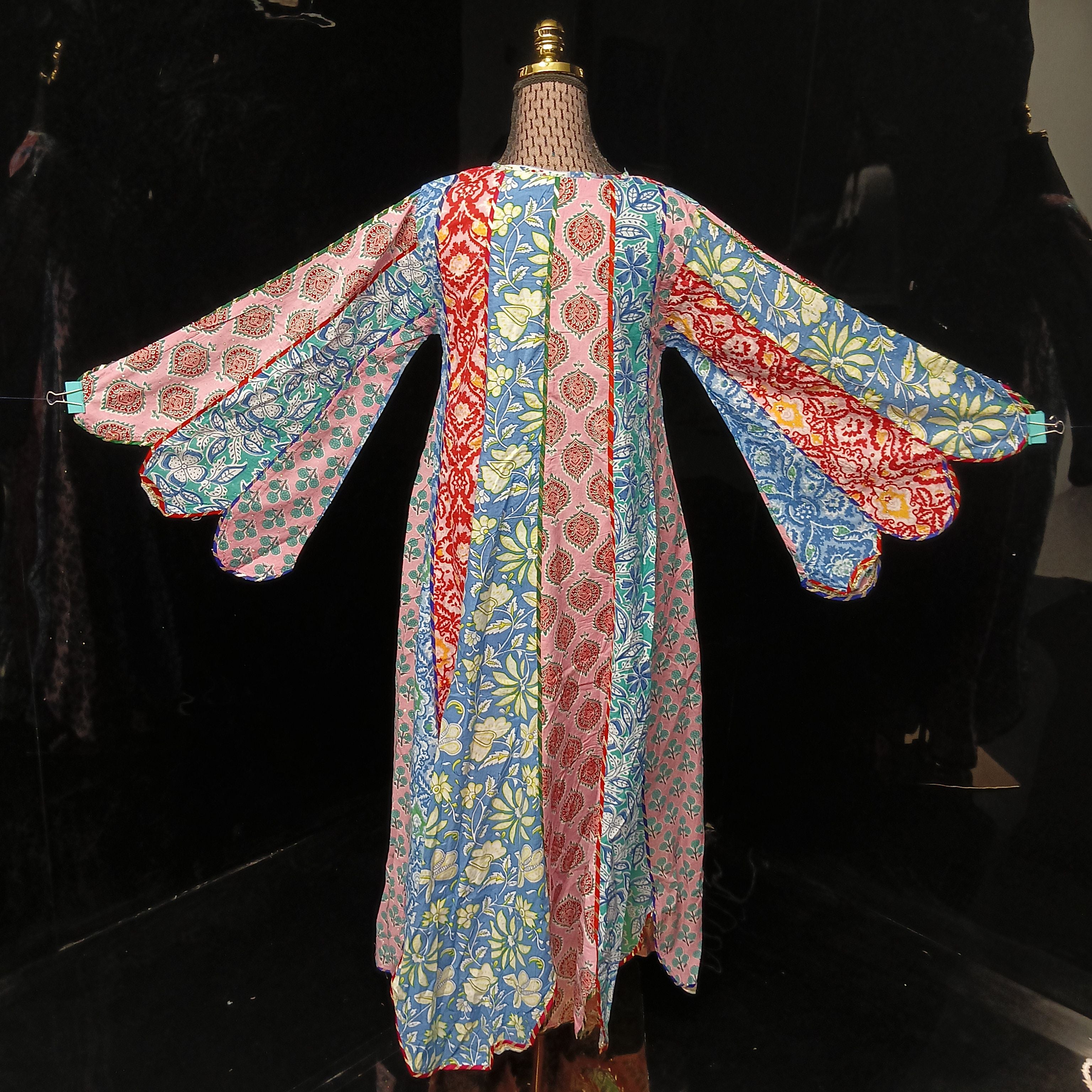 XS/S Meher Crystal Multi Printed Cotton Dress 54" Long Jalabiya