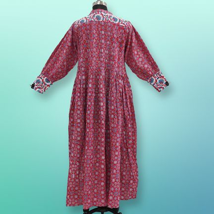 L/XL Aafreen Printed Cotton Dress 57" Long Jalabiya