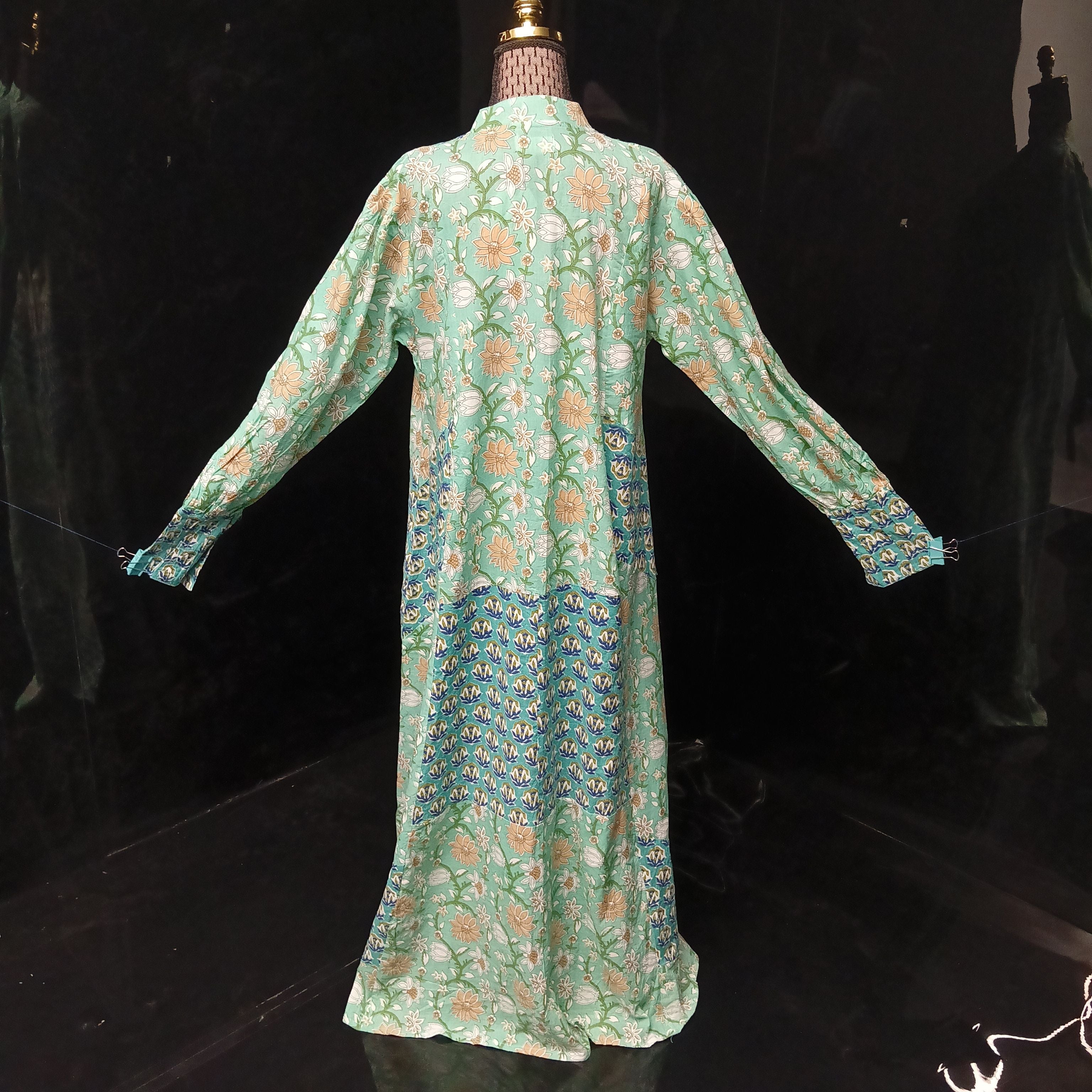 L-XL Jouri Printed Cotton Dress 57" Long Jalabiya