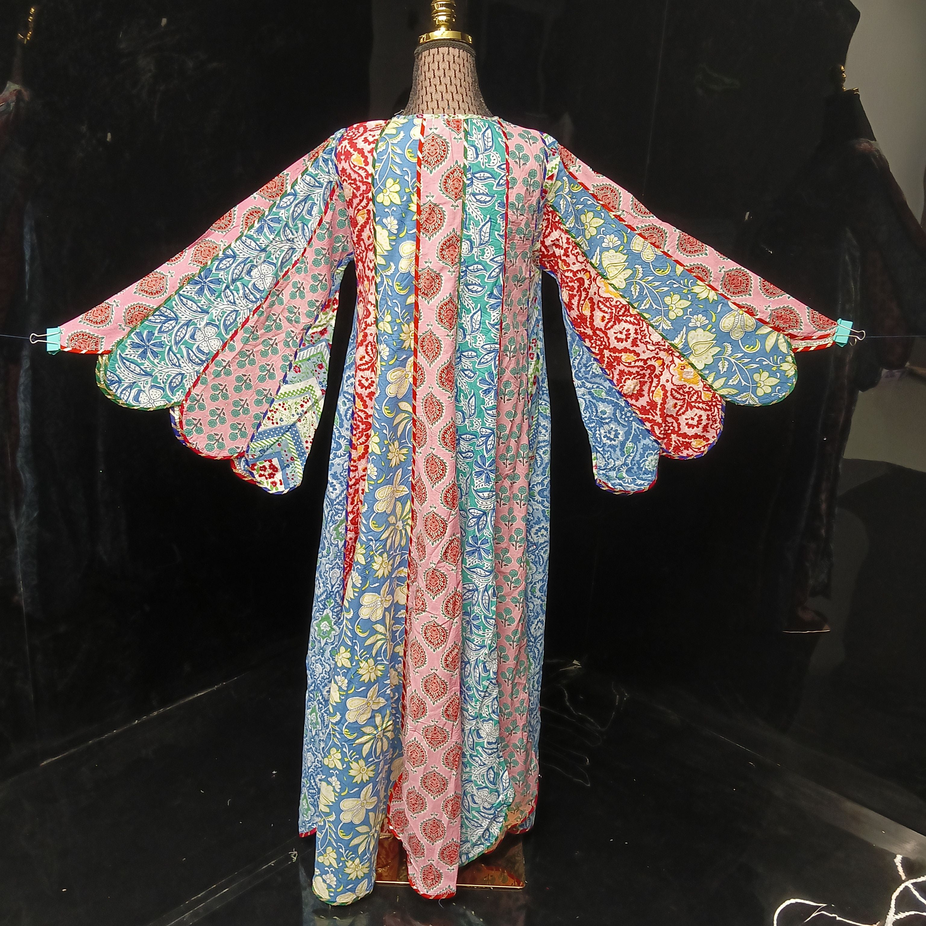 S/M Meher Crystal Multi Printed Cotton Dress 57" Long Jalabiya