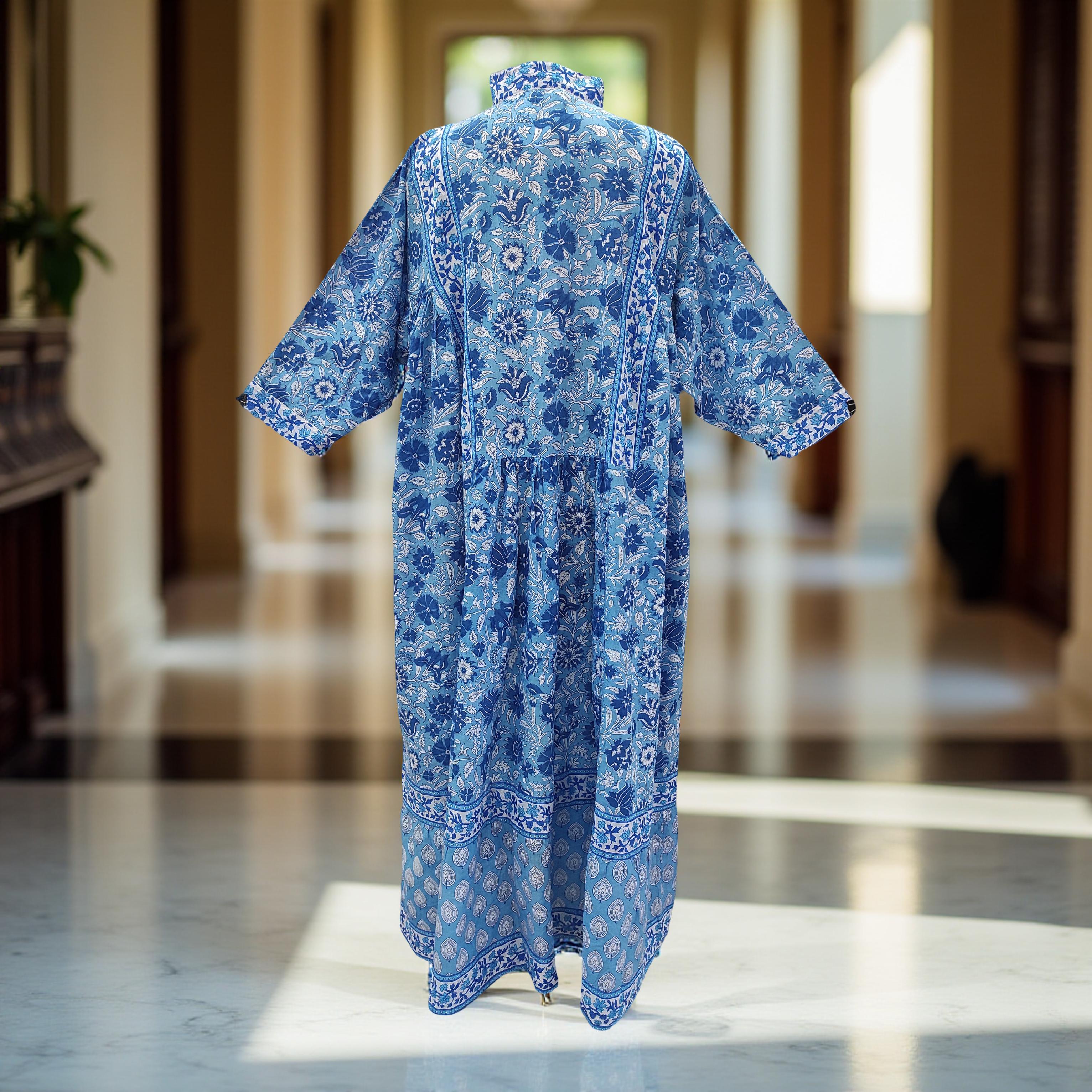 Free Size Faryat Printed Cotton Dress 57" Long Jalabiya