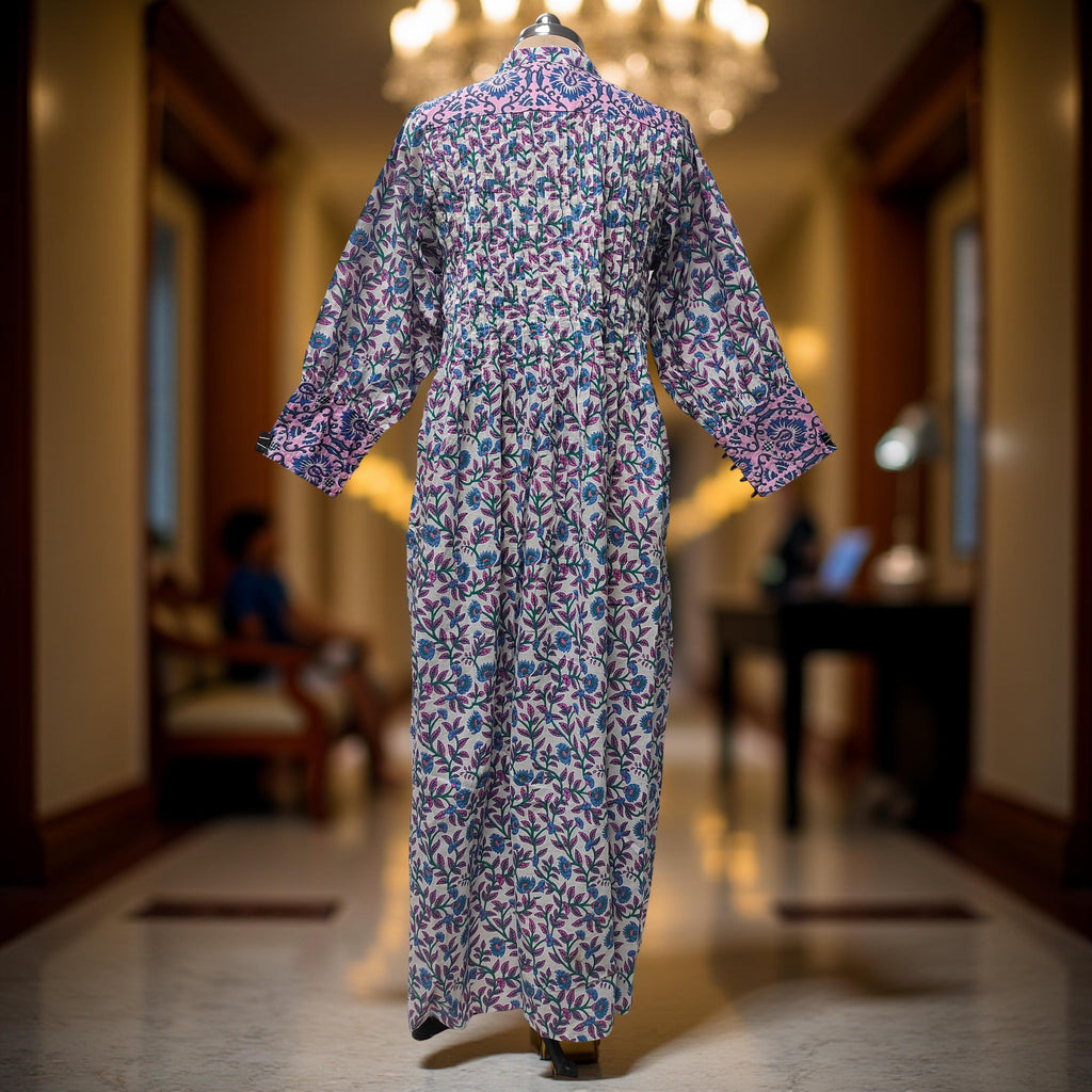 L/XL Aafreen Printed Cotton Dress 57" Long Jalabiya