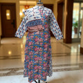 2XL-3XL Honey Printed Cotton Dress 57" Long Jalabiya With Sheila