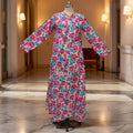 8-9 Year Qifa Printed Cotton Girls Dress 42" Long Jalabiya
