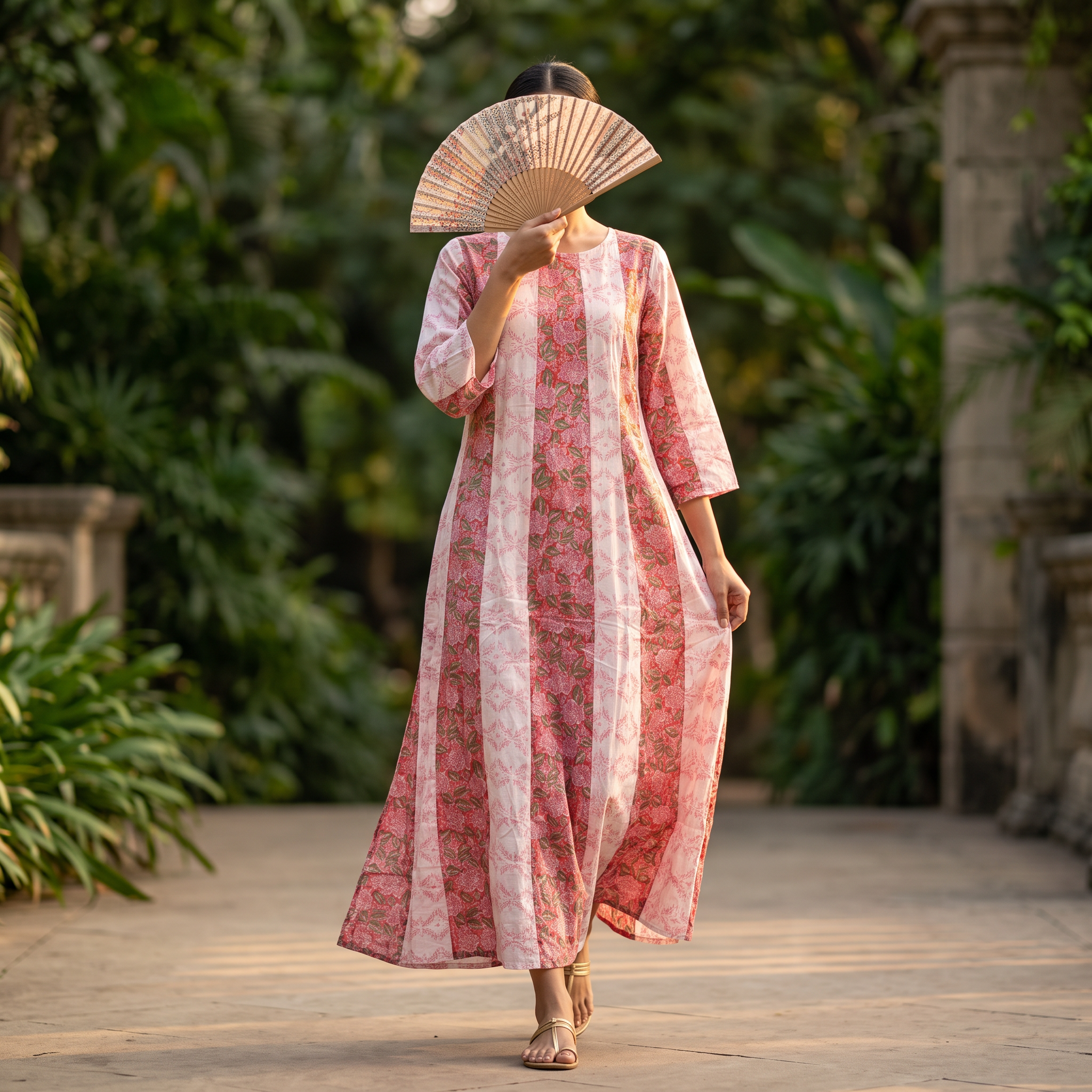 XS-S Special Printed Cotton Dress 54" Long Jalabiya With Sheila TN 340