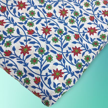 4 Meter Cotton Hand Printed Fabric