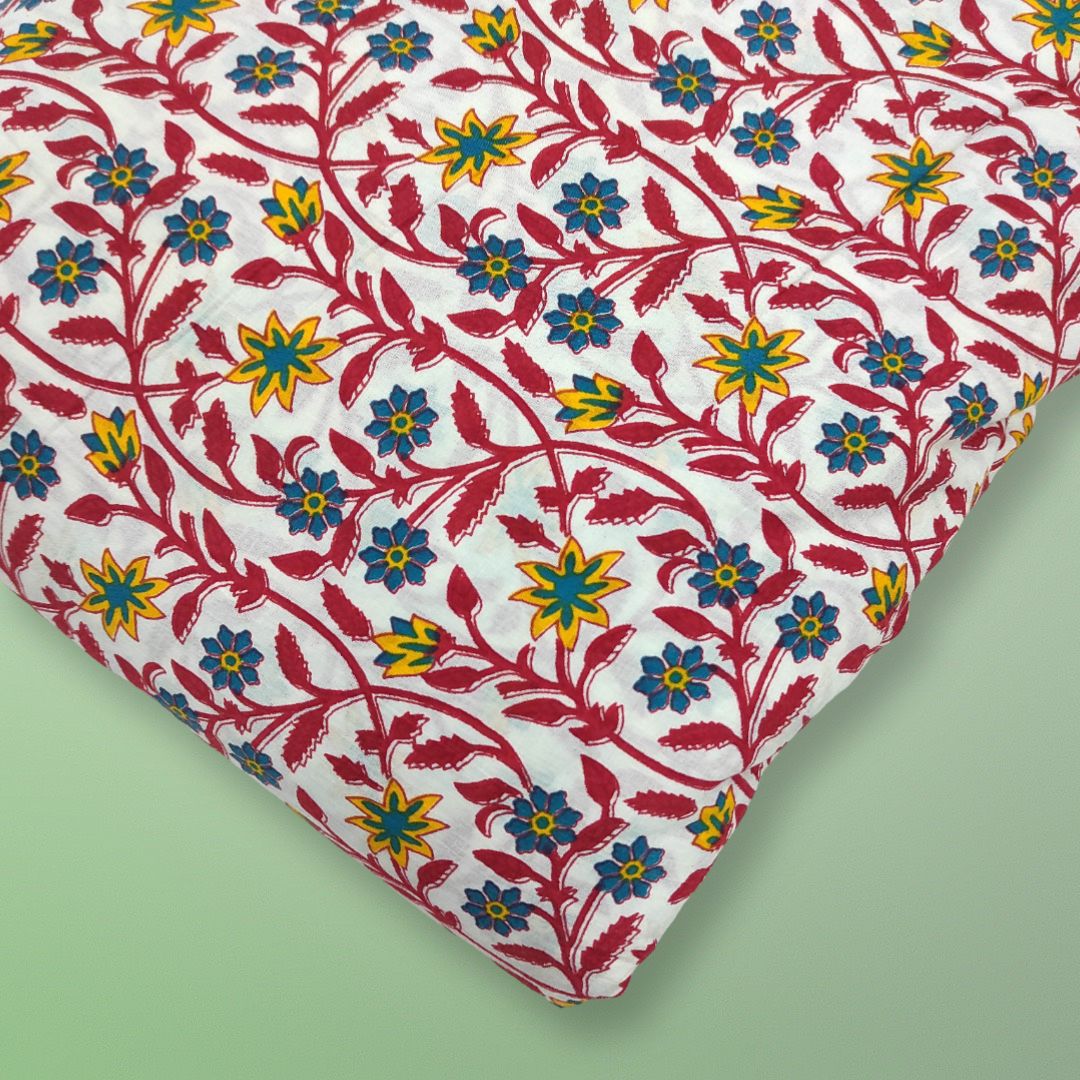 4 Meter Cotton Hand Printed Fabric