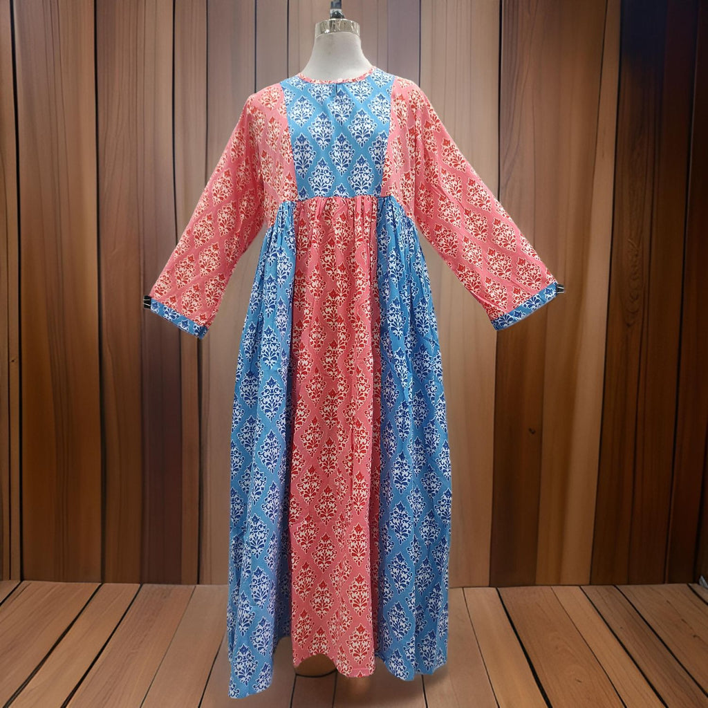 S-M Heba Cotton Printed Dress 57" Long Jalabiya