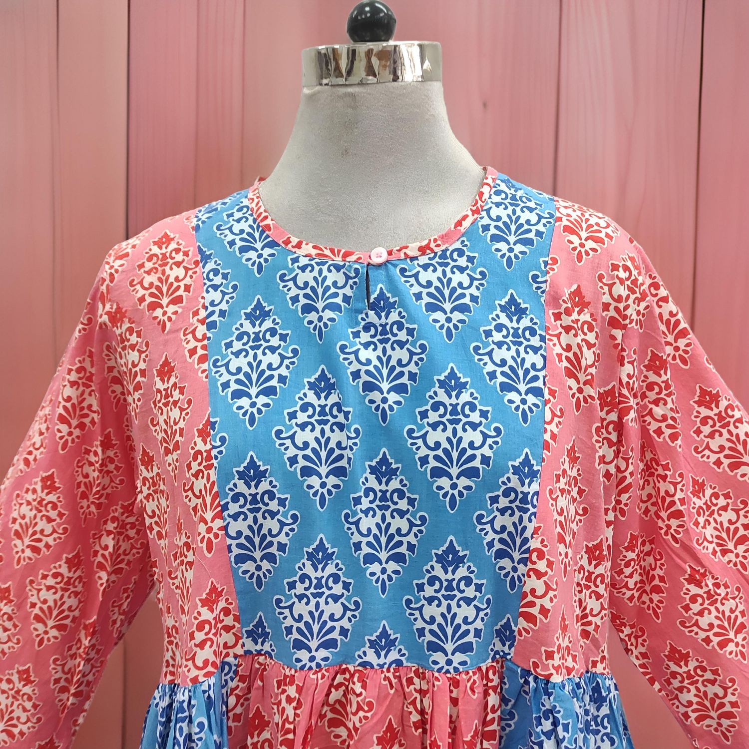 S-M Heba Cotton Printed Dress 57" Long Jalabiya