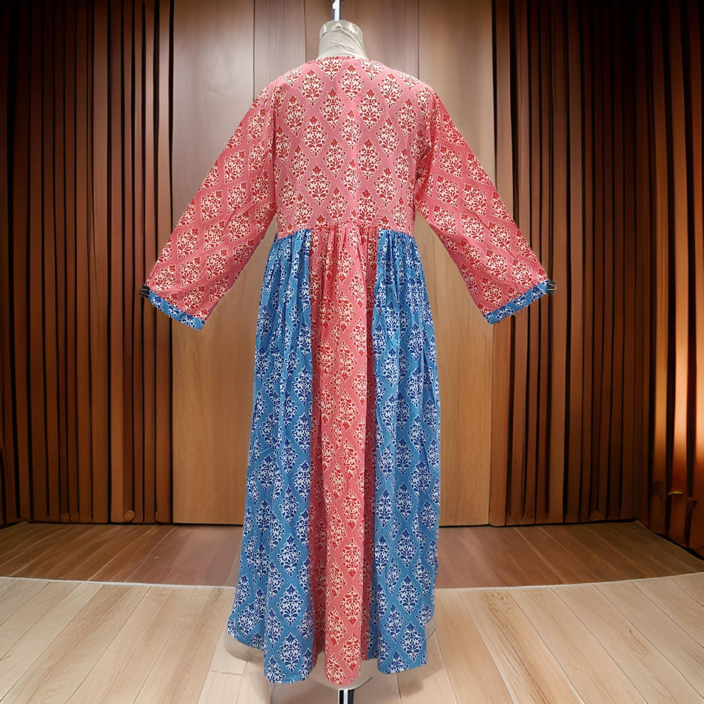 S-M Heba Cotton Printed Dress 57" Long Jalabiya