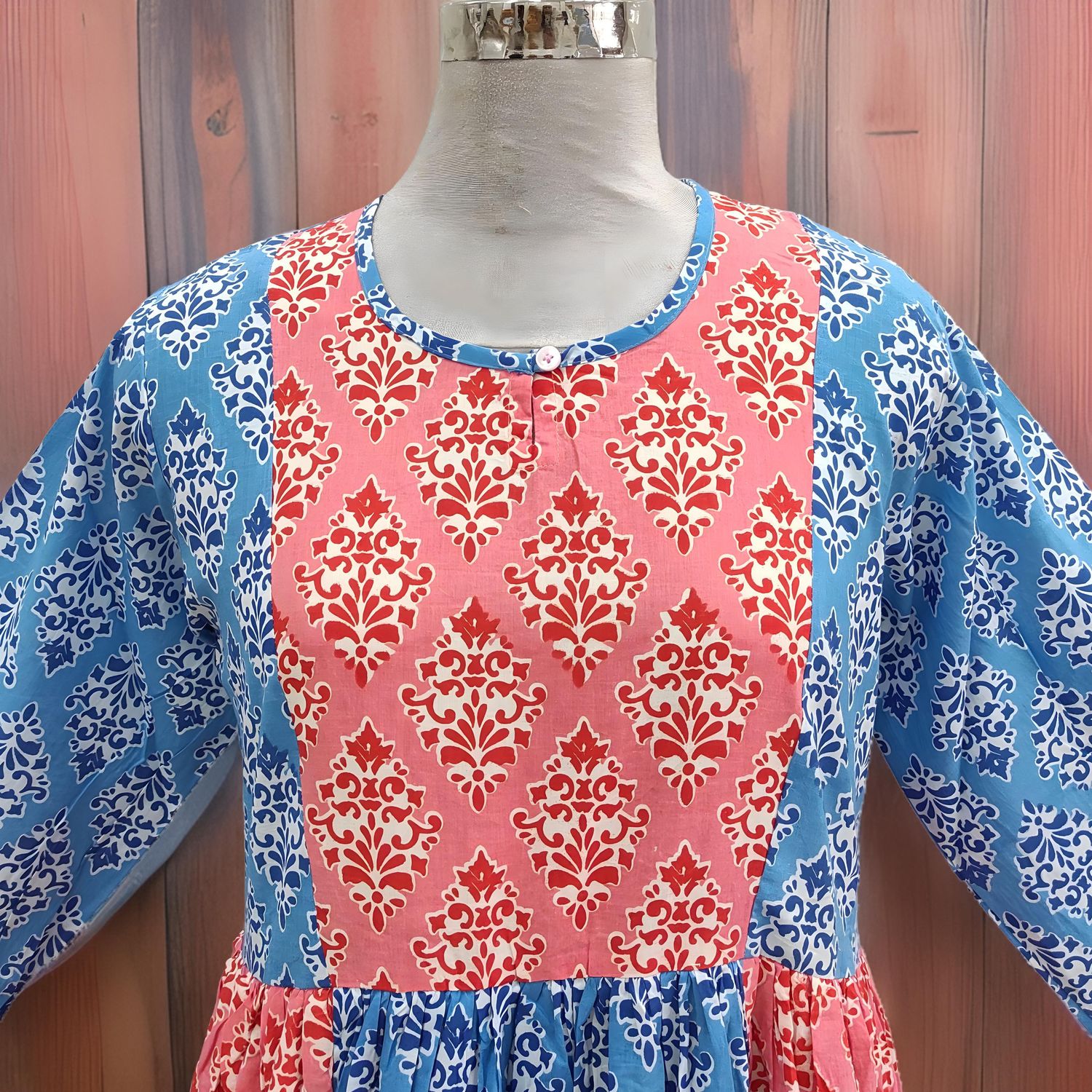 L-XL Heba Cotton Printed Dress 57" Long Jalabiya