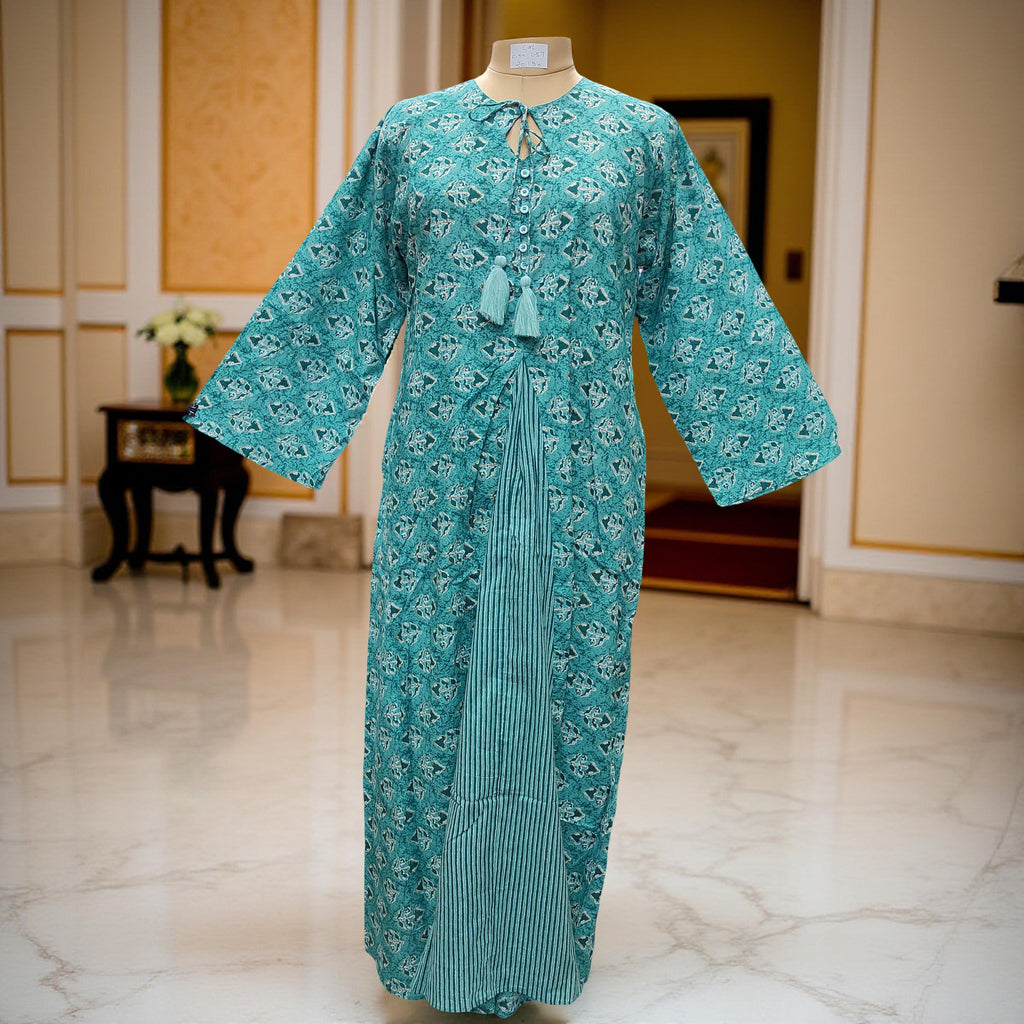 2XL/3XL Nobila Printed Cotton Dress 57" Long Jalabiya