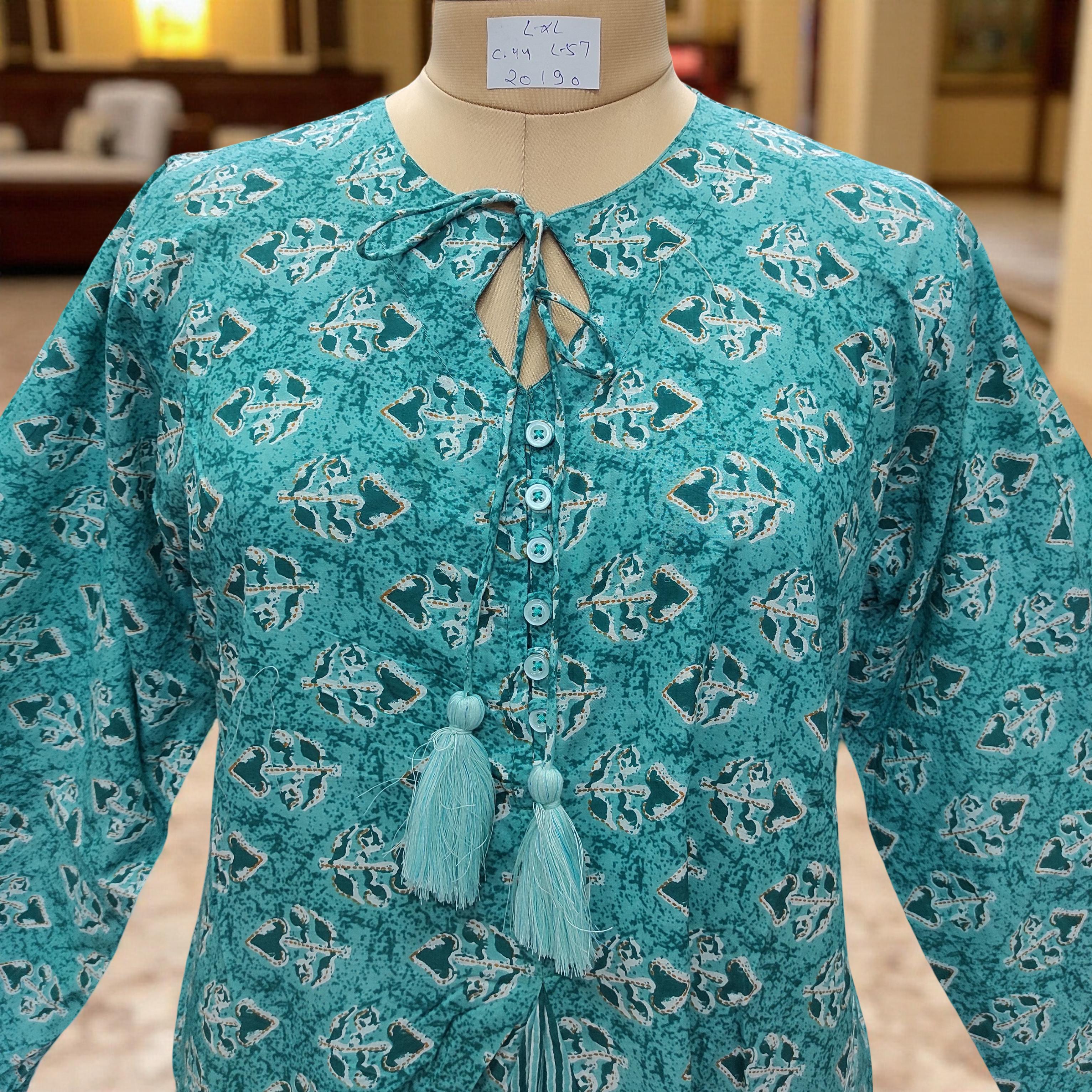 L/XL Nobila Printed Cotton Dress 57" Long Jalabiya