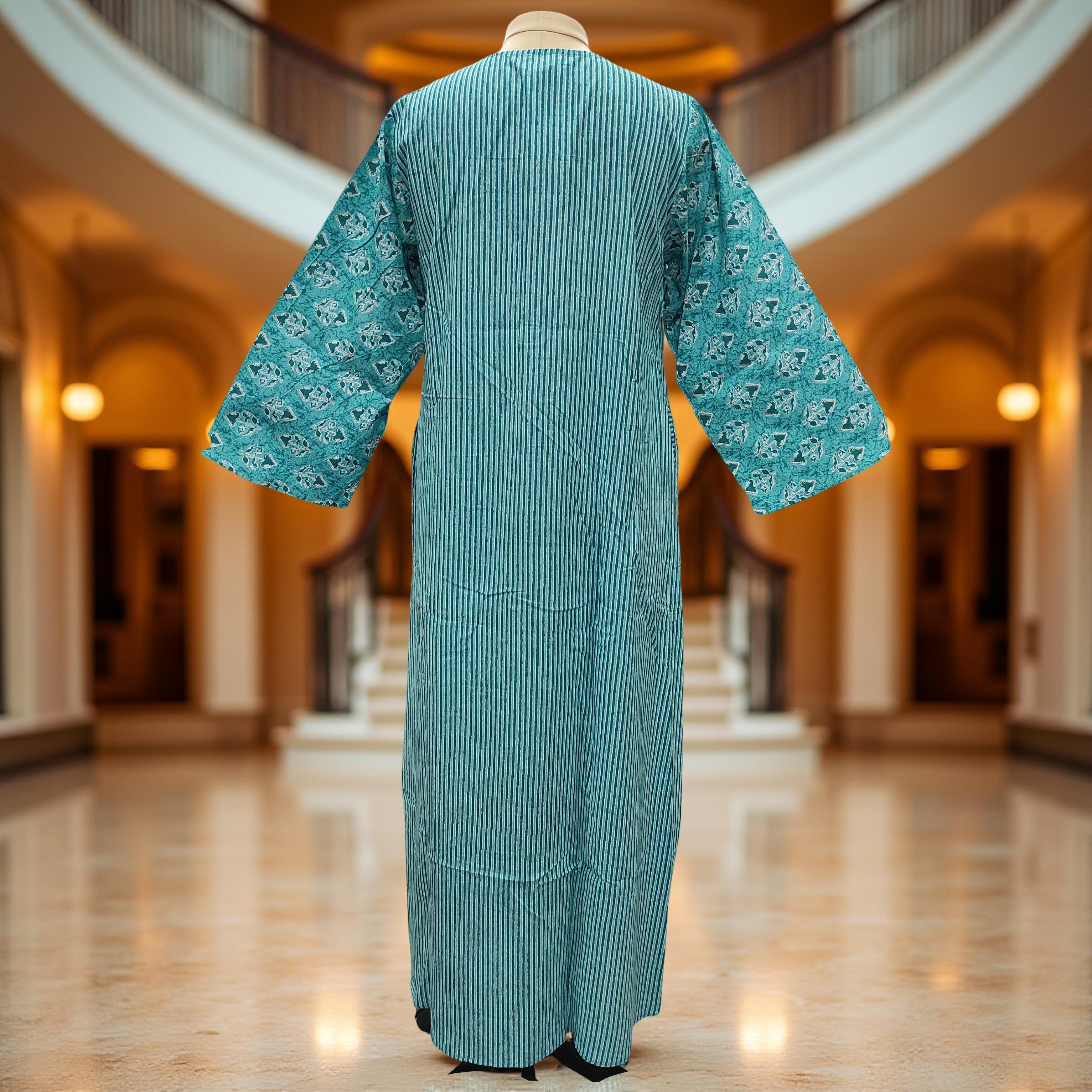 L/XL Nobila Printed Cotton Dress 57" Long Jalabiya